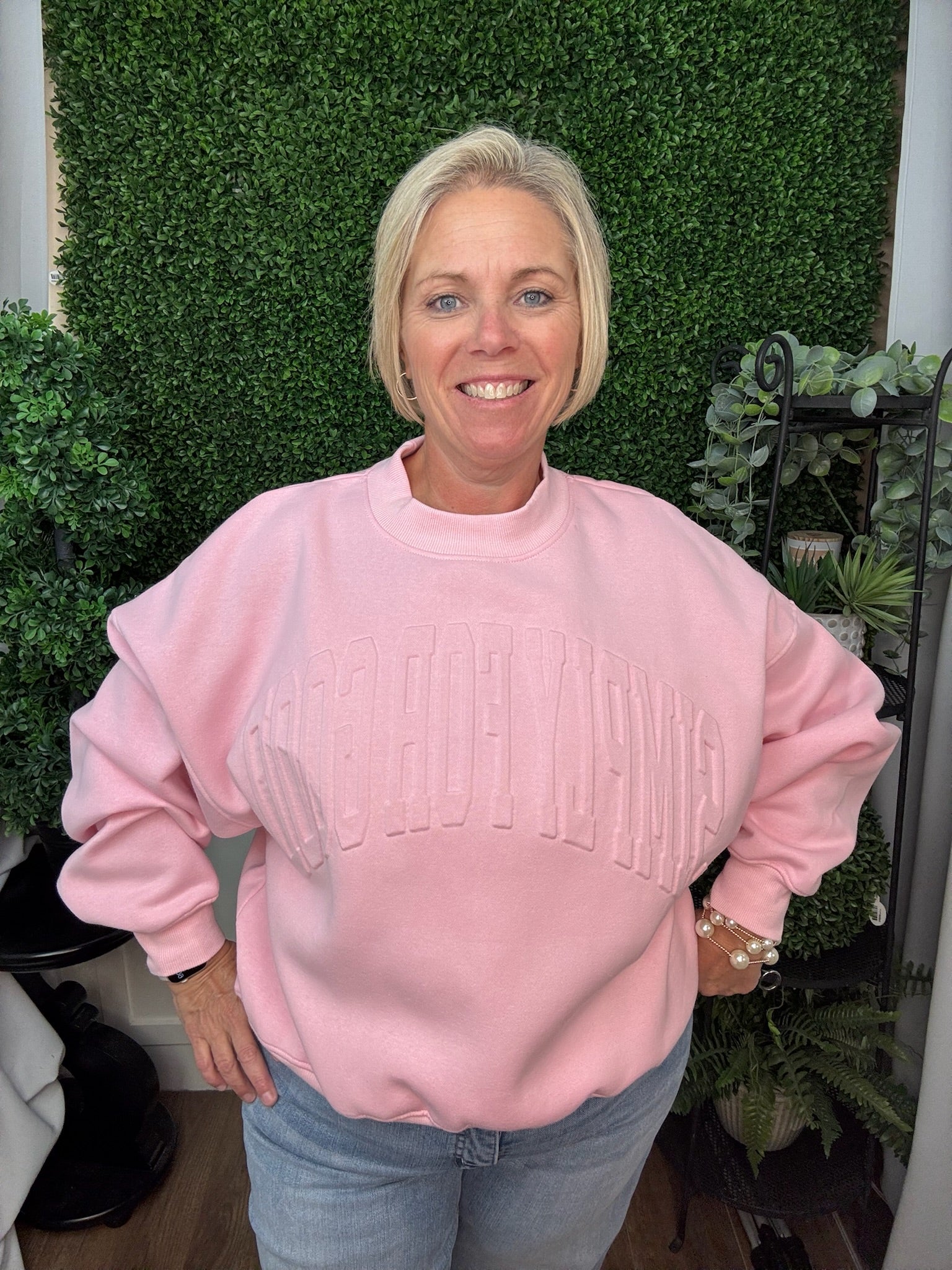 EMBROIDERED CREWNECK - PINK