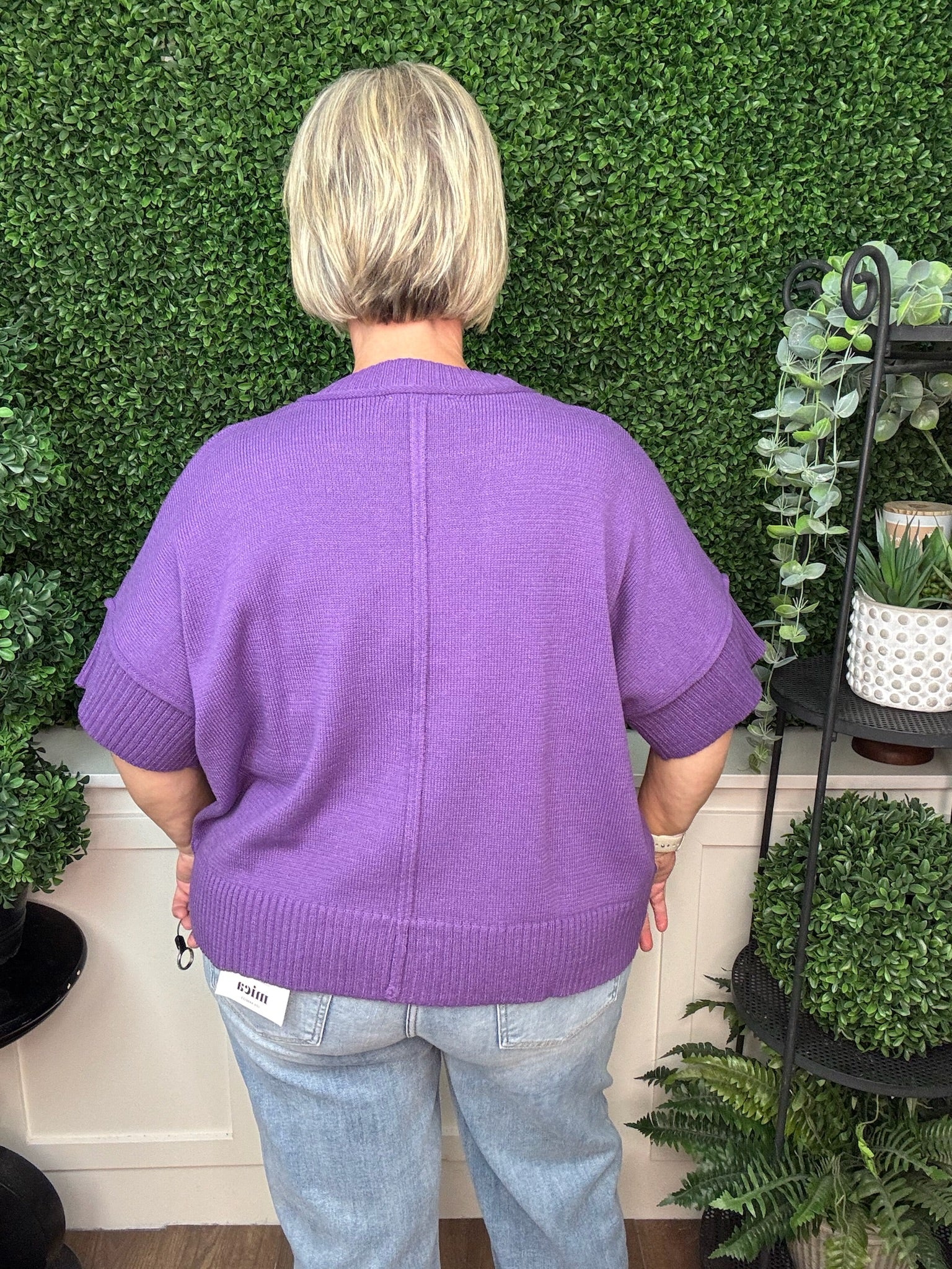 GAME DAY - DROP HALF SLEEVE CREW NECK GAME DAY SWEATER TOP - PURPLE/ ROYAL BLUE/ RED