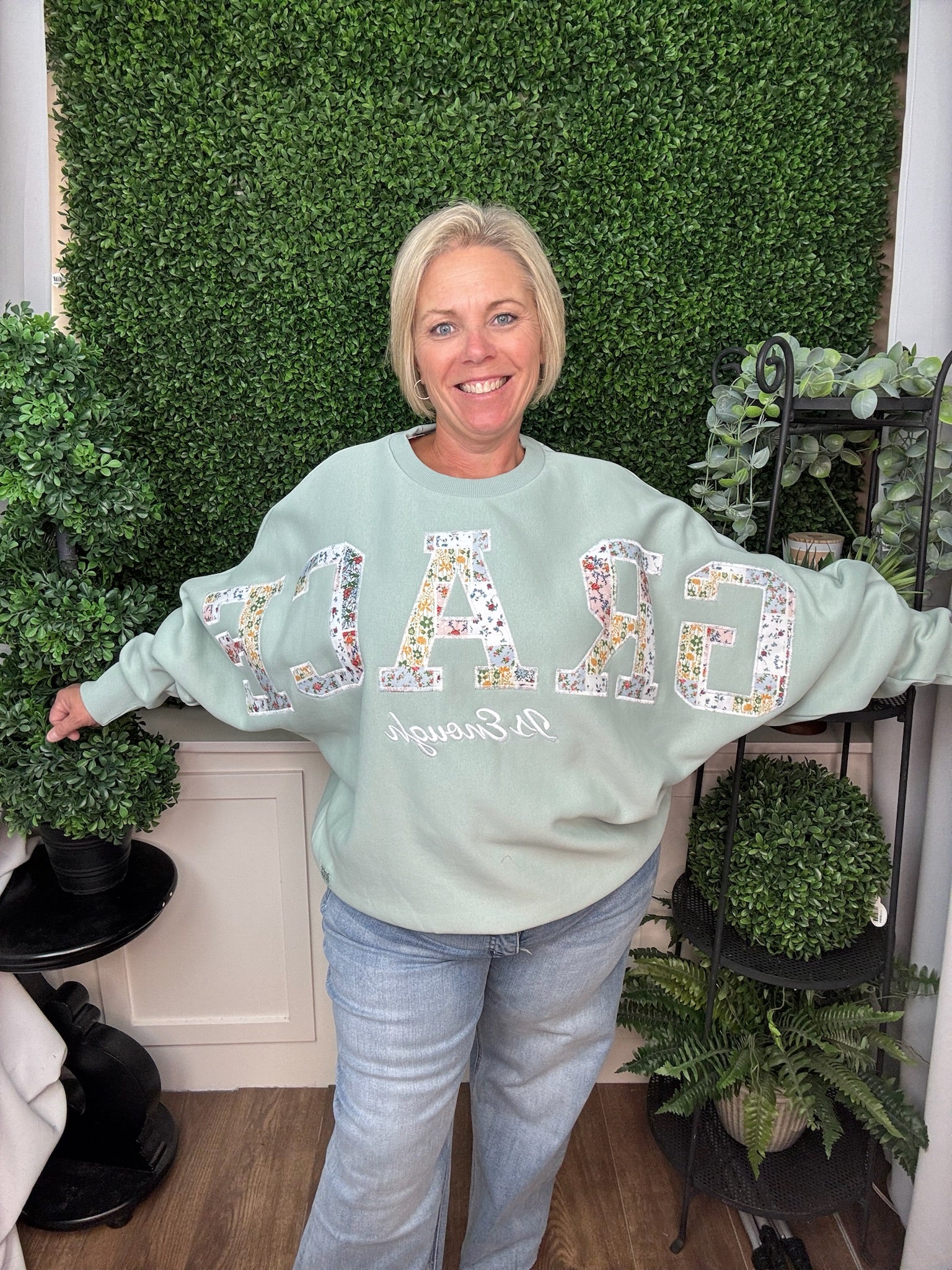 FLANNIGAN GRACE IS ENOUGH SWEATSHIRT - MIST