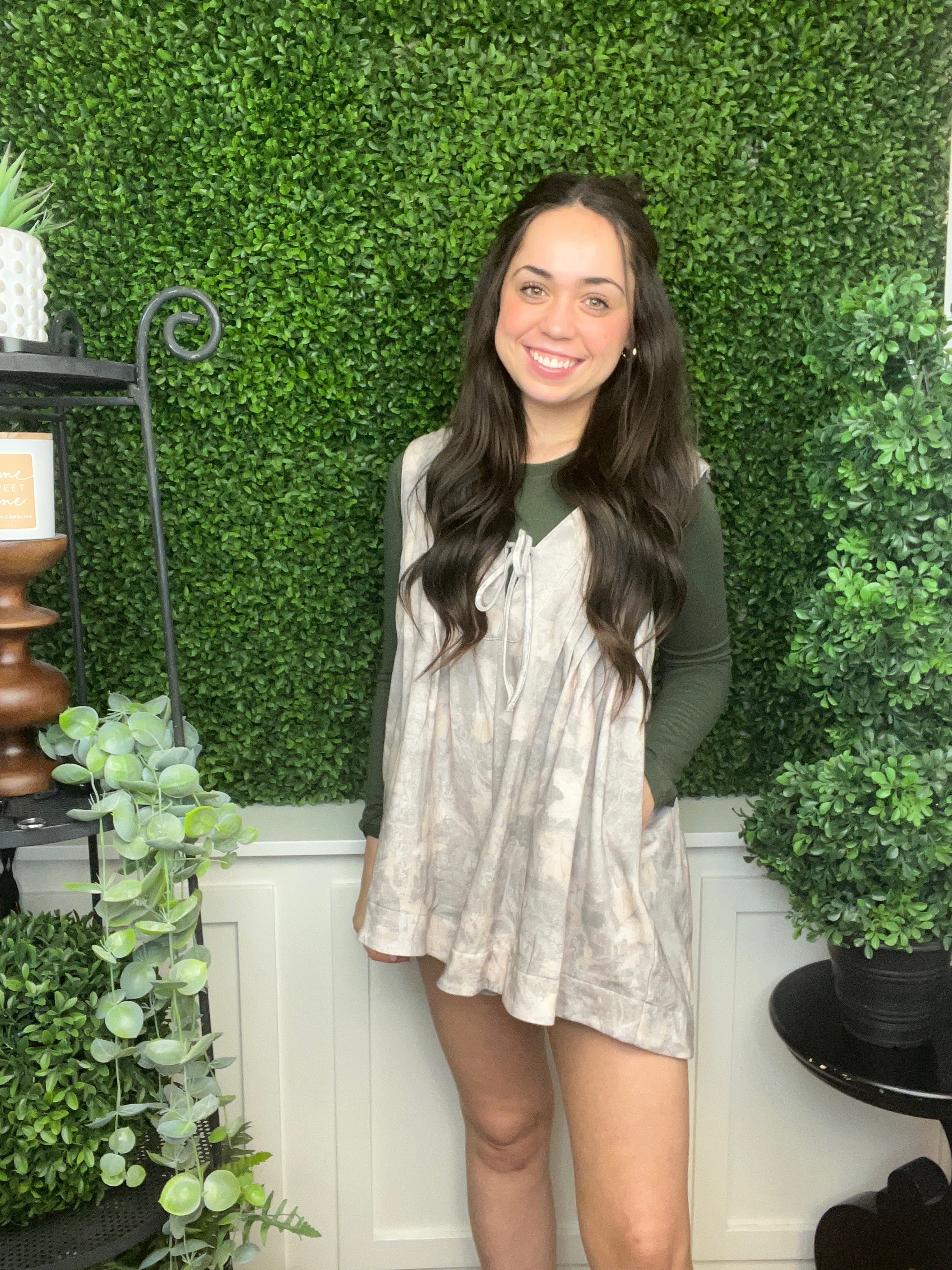 FRENCH TERRY SLEEVELESS VNECK ROMPER - CAMO