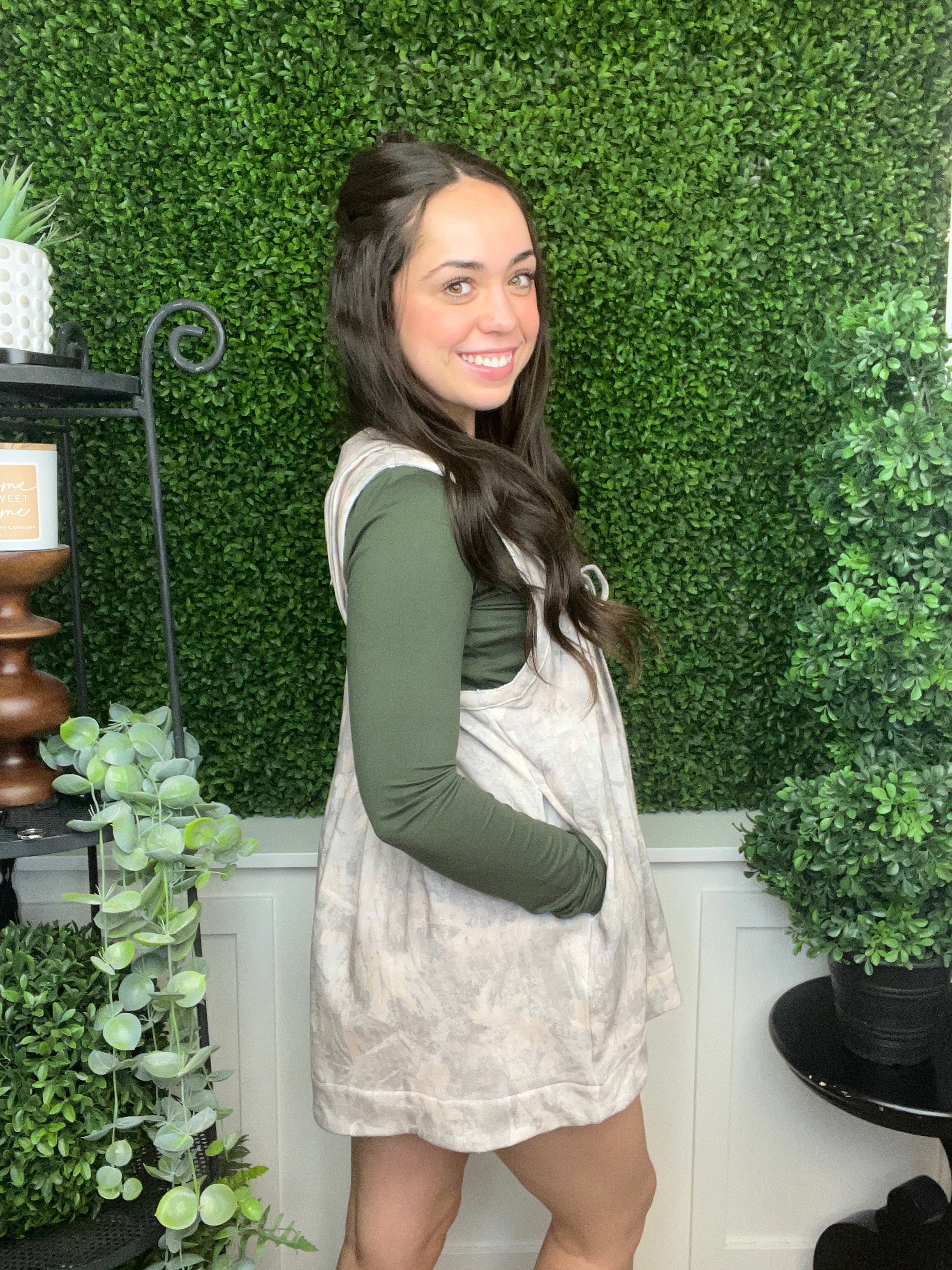 FRENCH TERRY SLEEVELESS VNECK ROMPER - CAMO