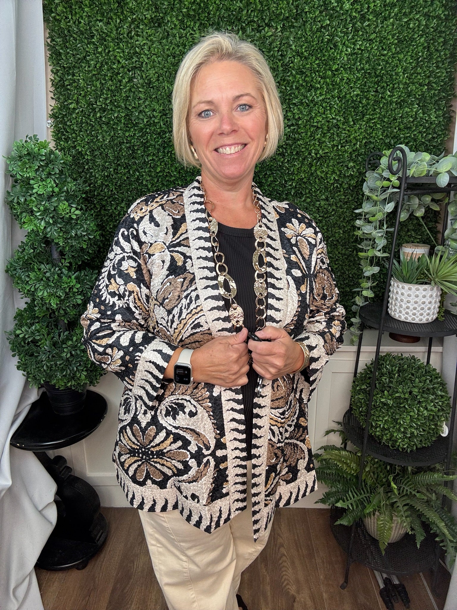 REVERSIBLE TEXTURED KNIT OPEN FRONT KIMONO JACKET - FLRMLT