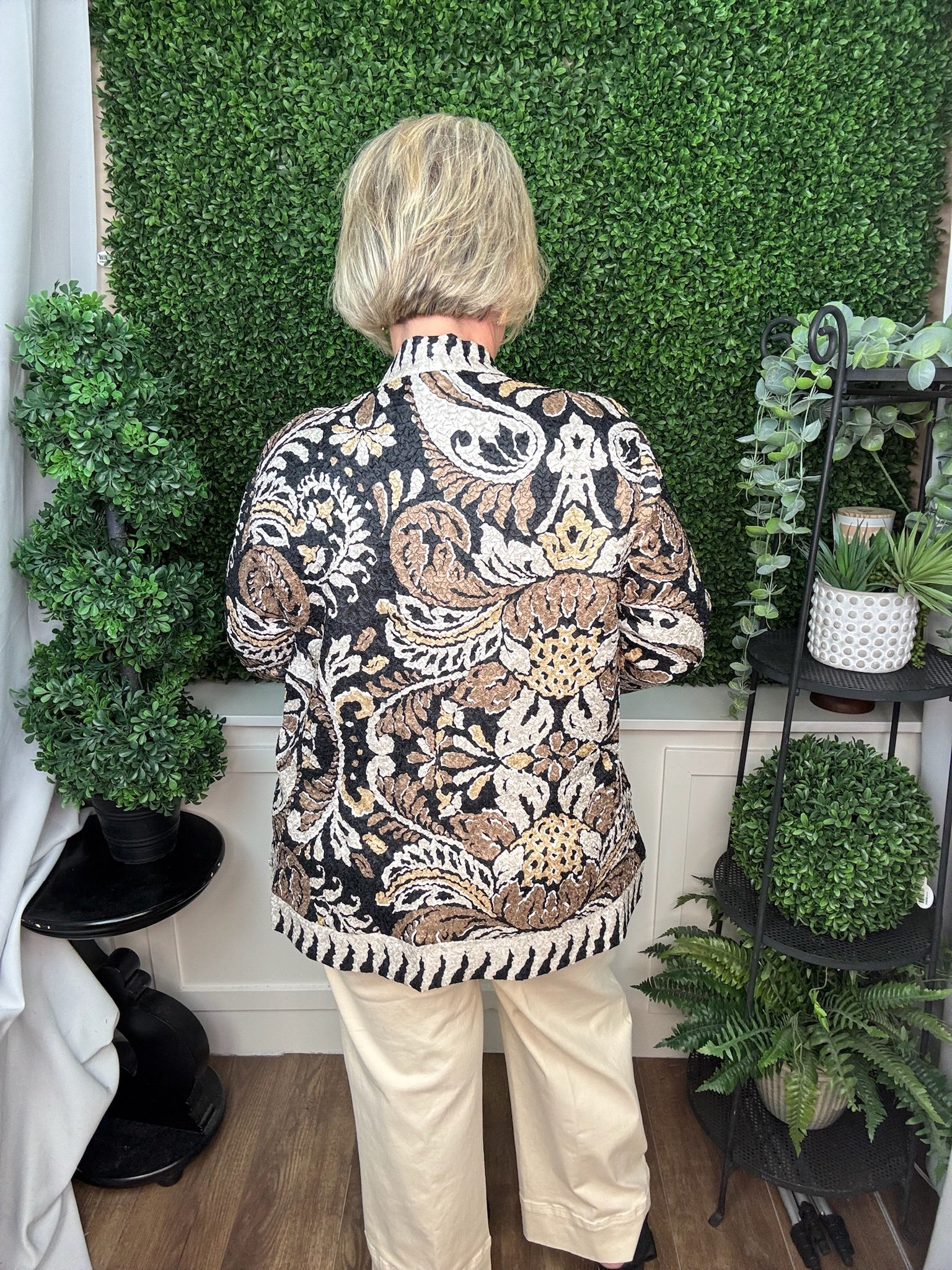 REVERSIBLE TEXTURED KNIT OPEN FRONT KIMONO JACKET - FLRMLT