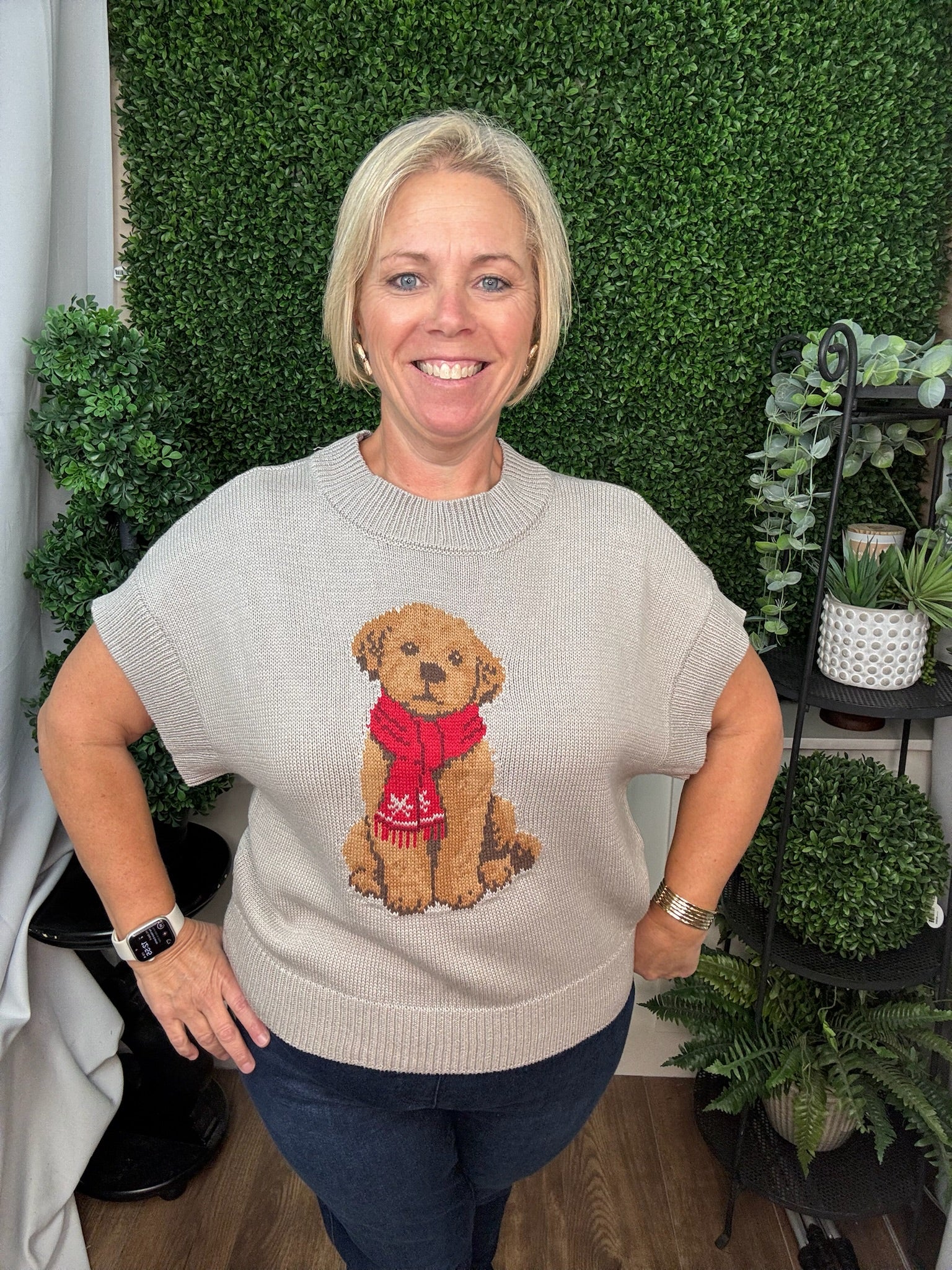 TEDDY BEAR GRAPHIC CREWNECK SWEATER - GREY