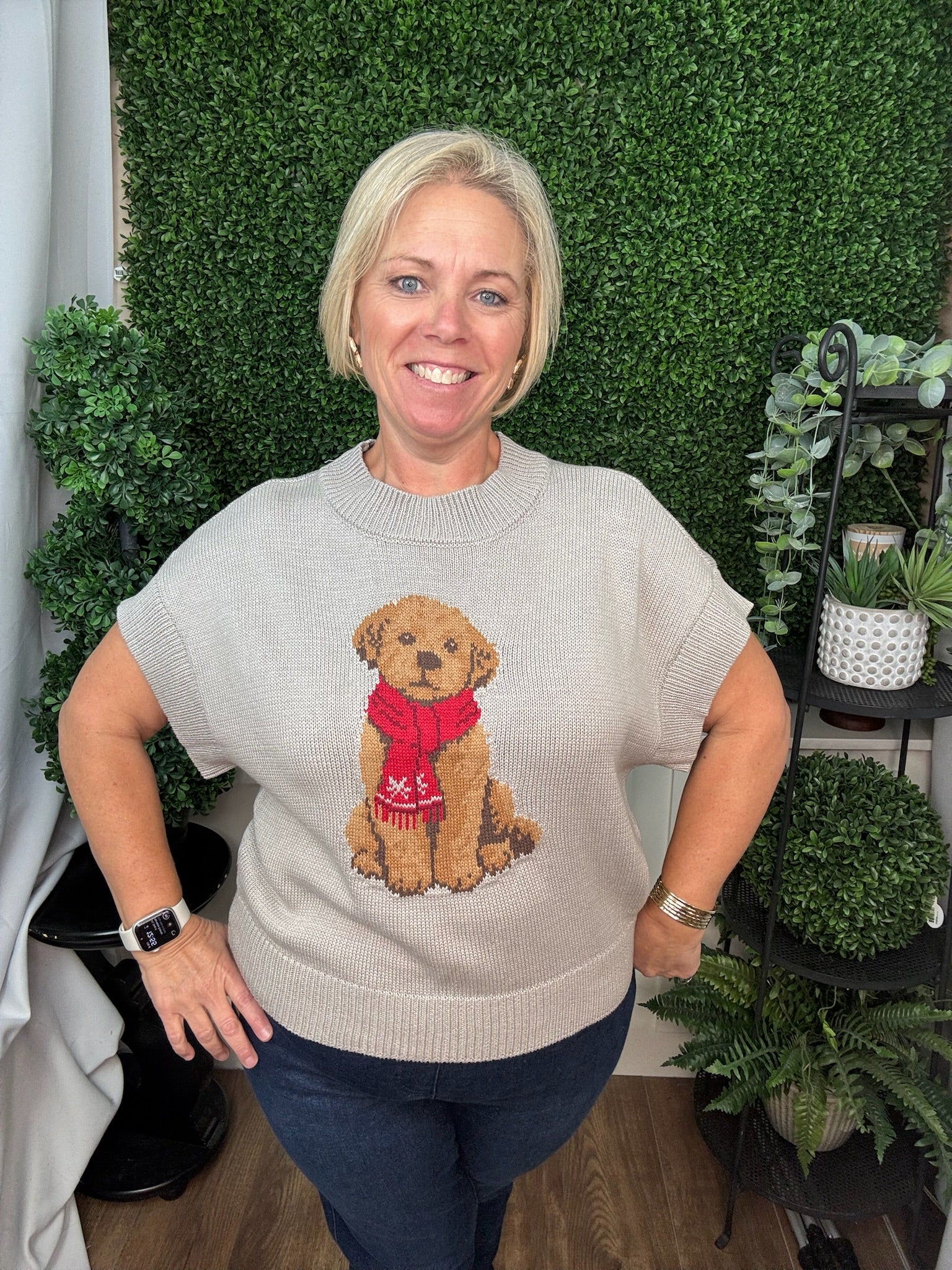 TEDDY BEAR GRAPHIC CREWNECK SWEATER - GREY