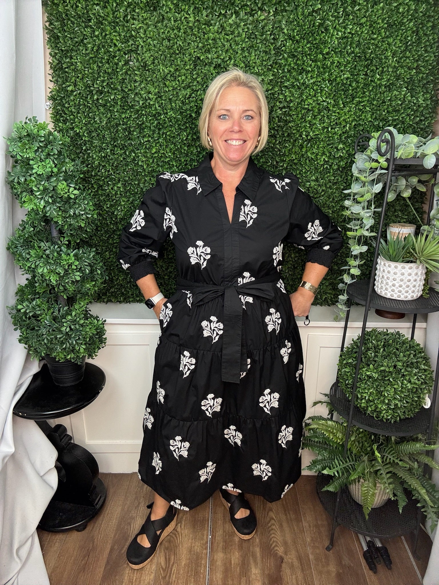 DRESS ELEANOR MOONLIT GRACE EMBROIDERED - BLACK