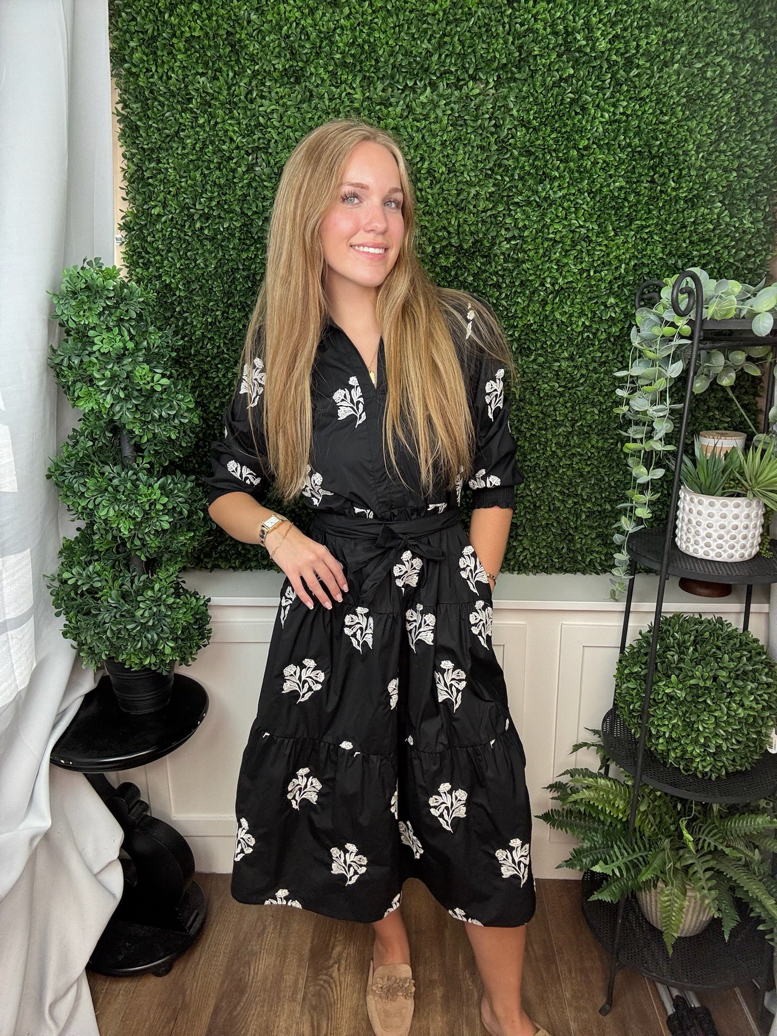 DRESS ELEANOR MOONLIT GRACE EMBROIDERED - BLACK