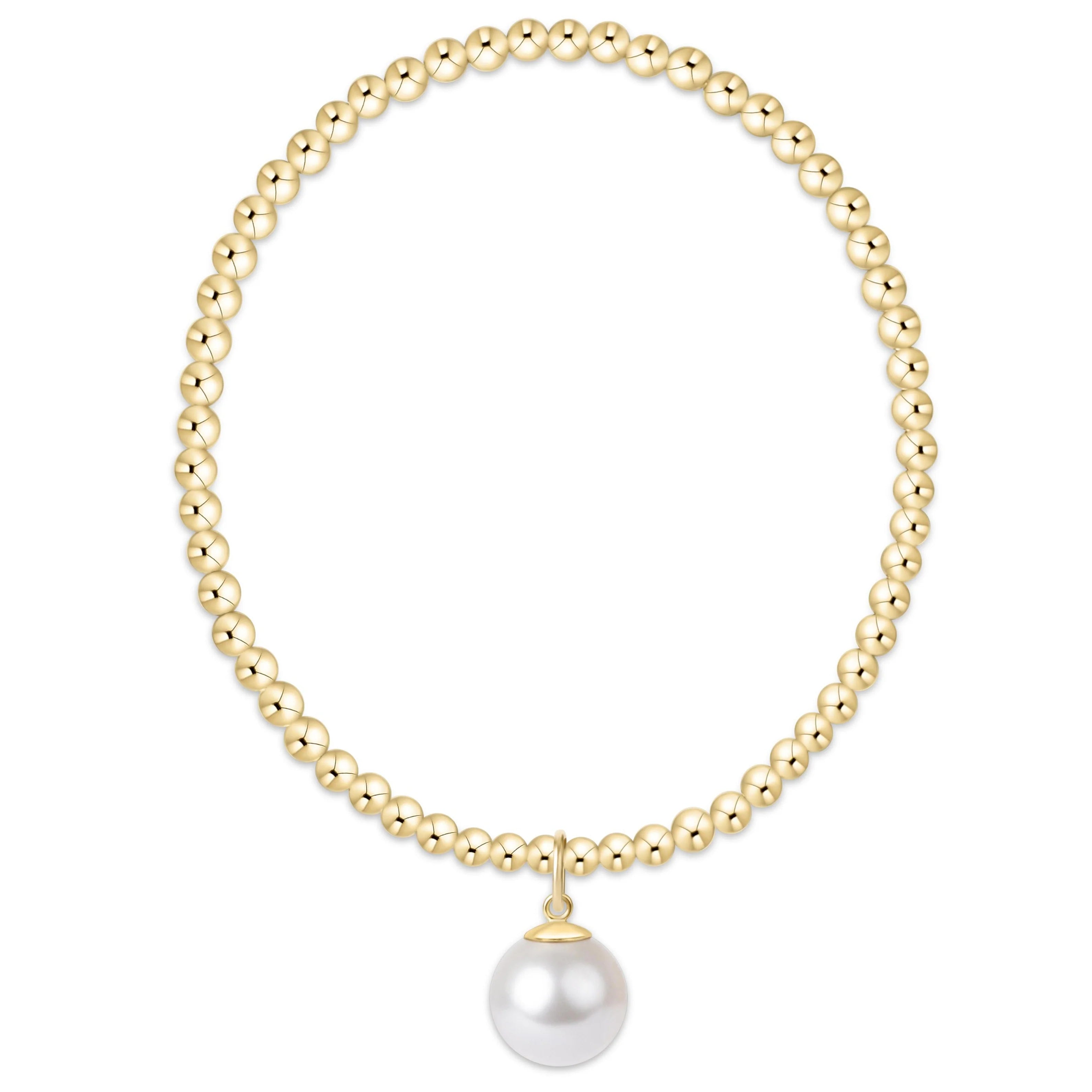 CLASSIC GOLD 3MM BRACELET – CLASSIC PEARL 10MM CHARM