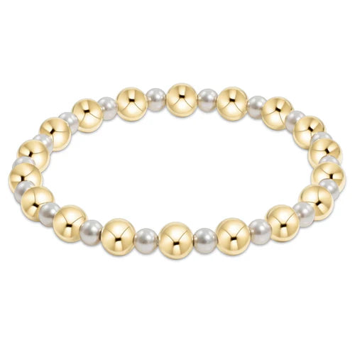 EXT PEARL GRATEFUL PATTERN 4MM BEAD BRAC - 6MM GOLD