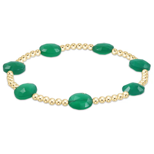 EXT ADMIRE GOLD 3MM BEAD BRAC - GREEN ONYX