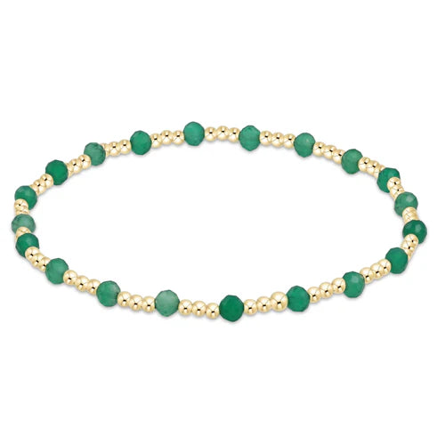 EXT GEMSTONE GOLD SINCERITY PATTERN 3MM BEAD BRAC - GREEN ONYX