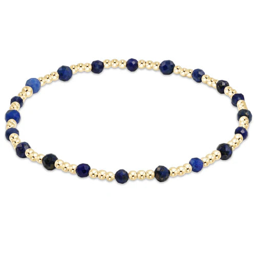 EXT GEMSTONE GOLD SINCERITY PATTERN 3MM BEAD BRAC -LAPIS