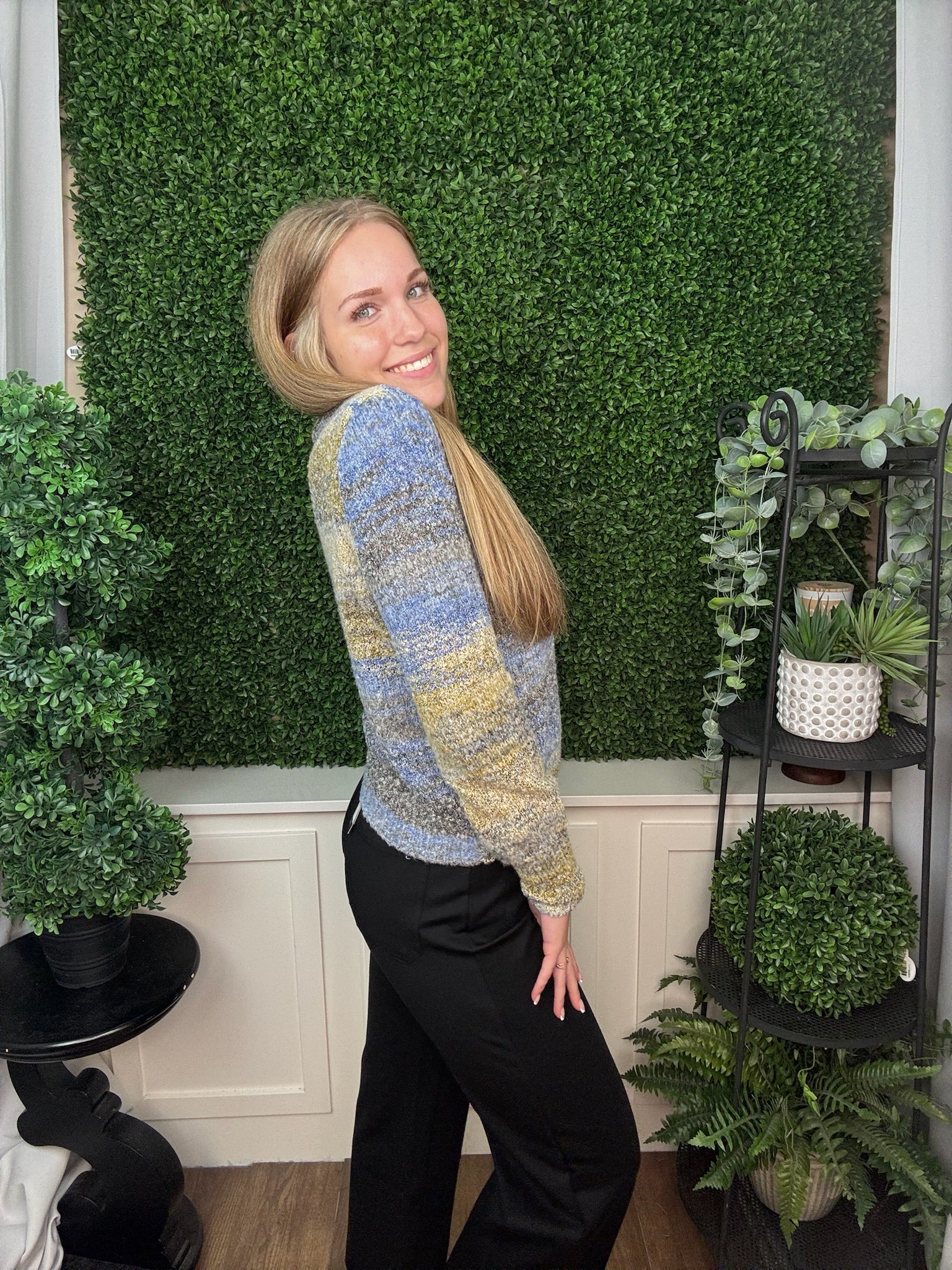 Long Sleeve Mock Neck Sweater - Cobalt