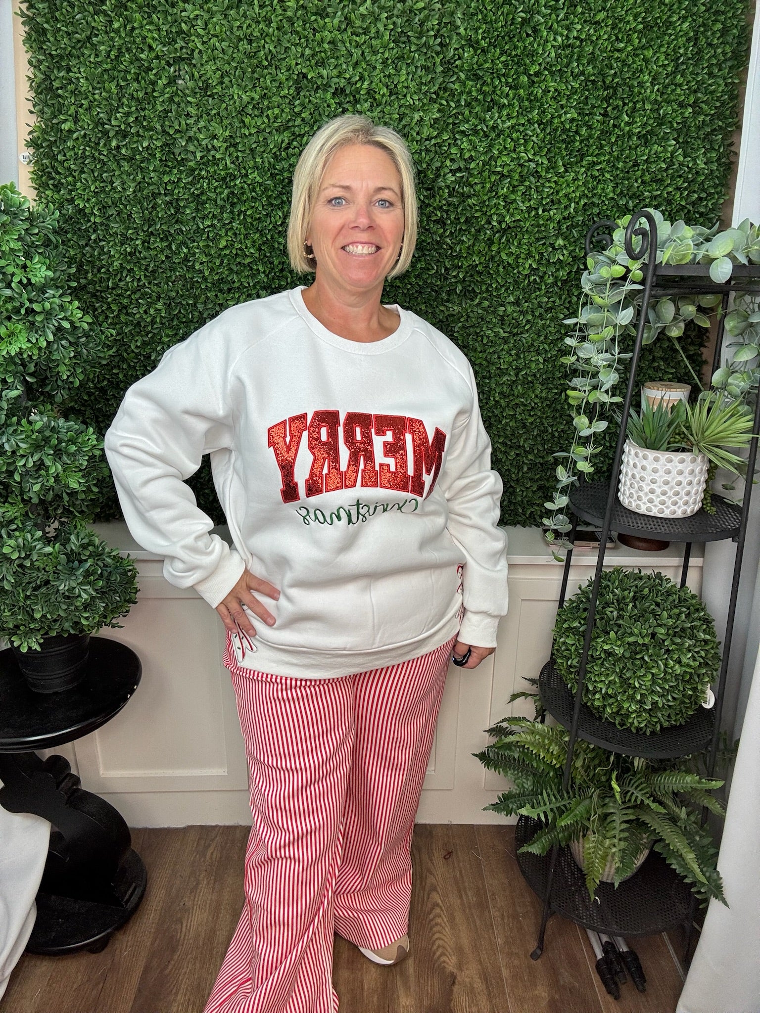 Merry Christmas Glitter Letter Sweatshirt
