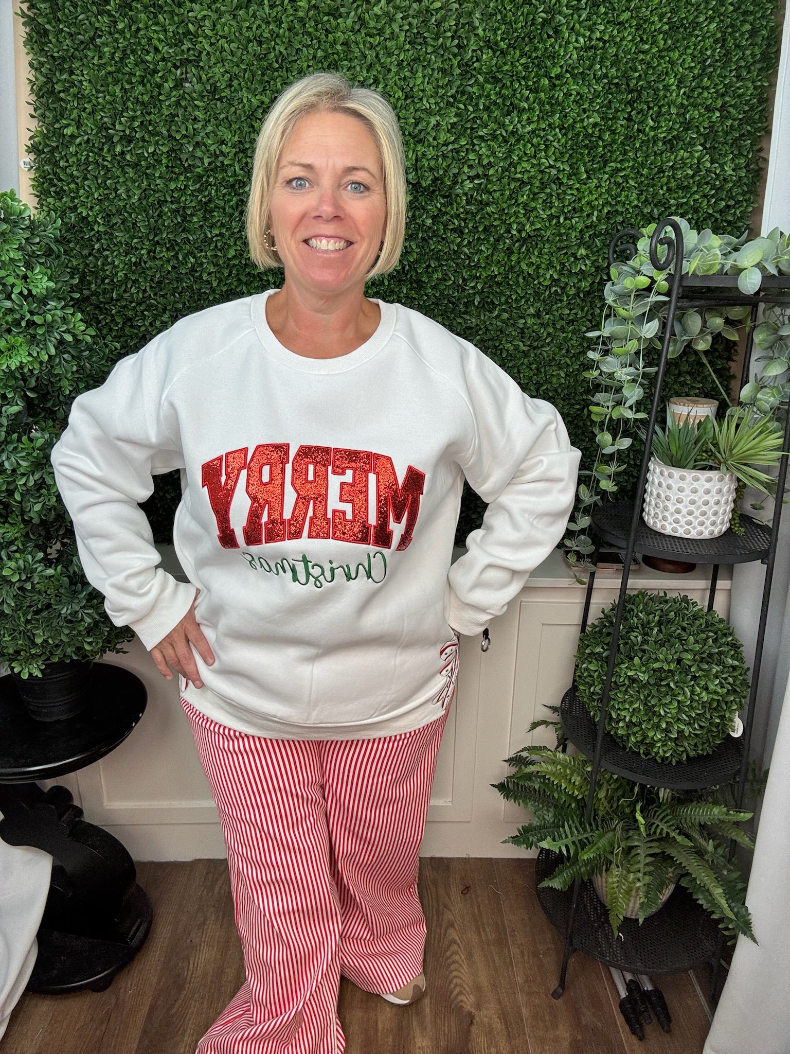 Merry Christmas Glitter Letter Sweatshirt