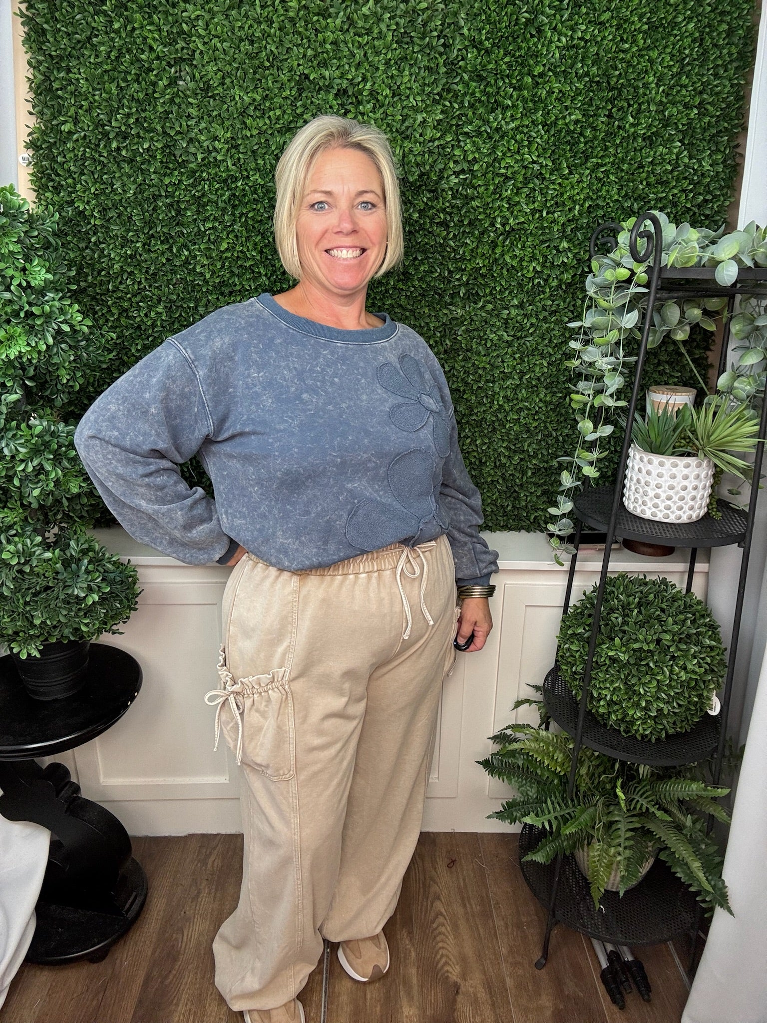 DRAWSTRING SIDE POCKET JOGGER PANTS - SANDSHELL