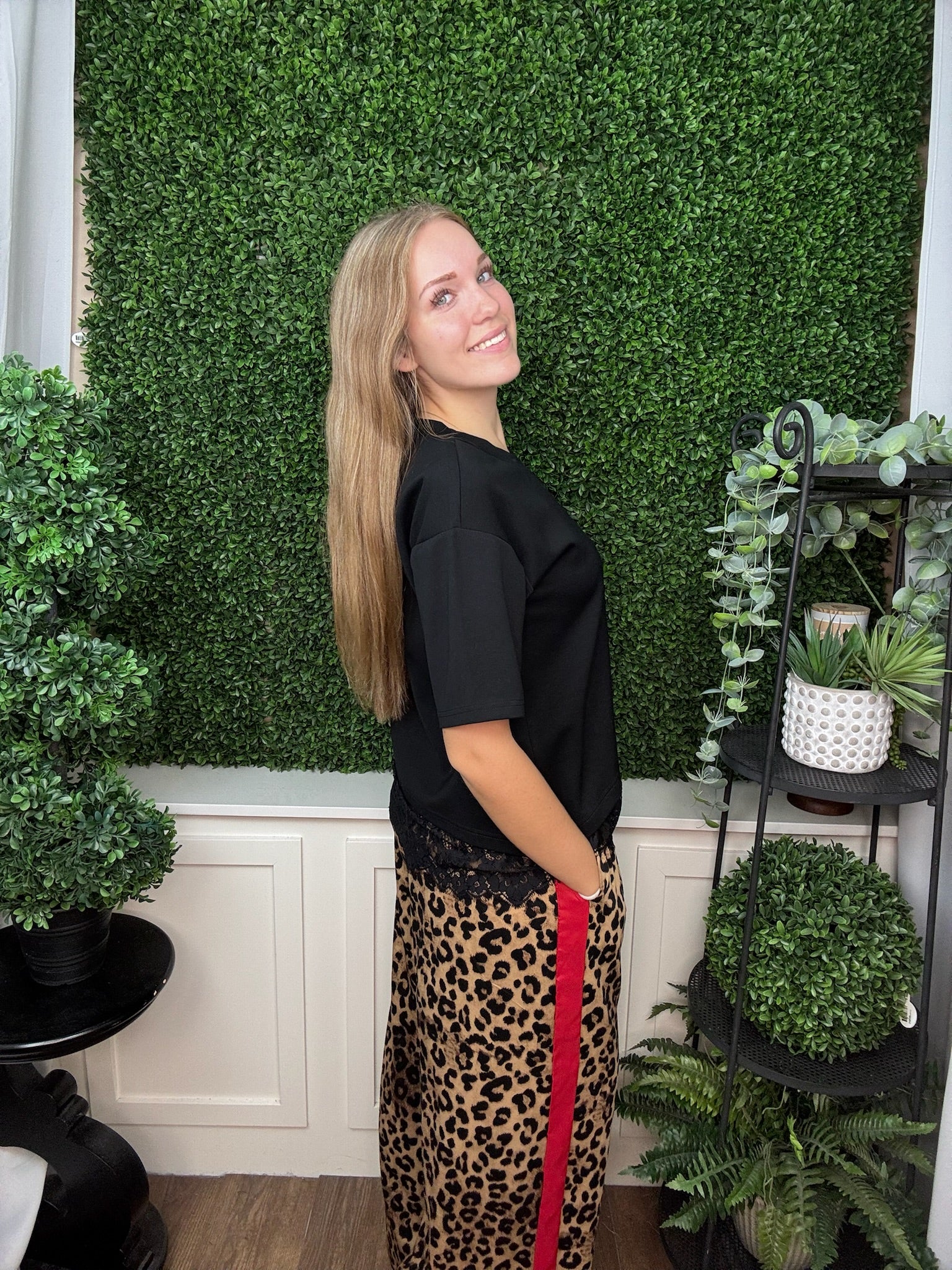 LEOPARD PRINT WIDE LEG PANTS - TAUPE