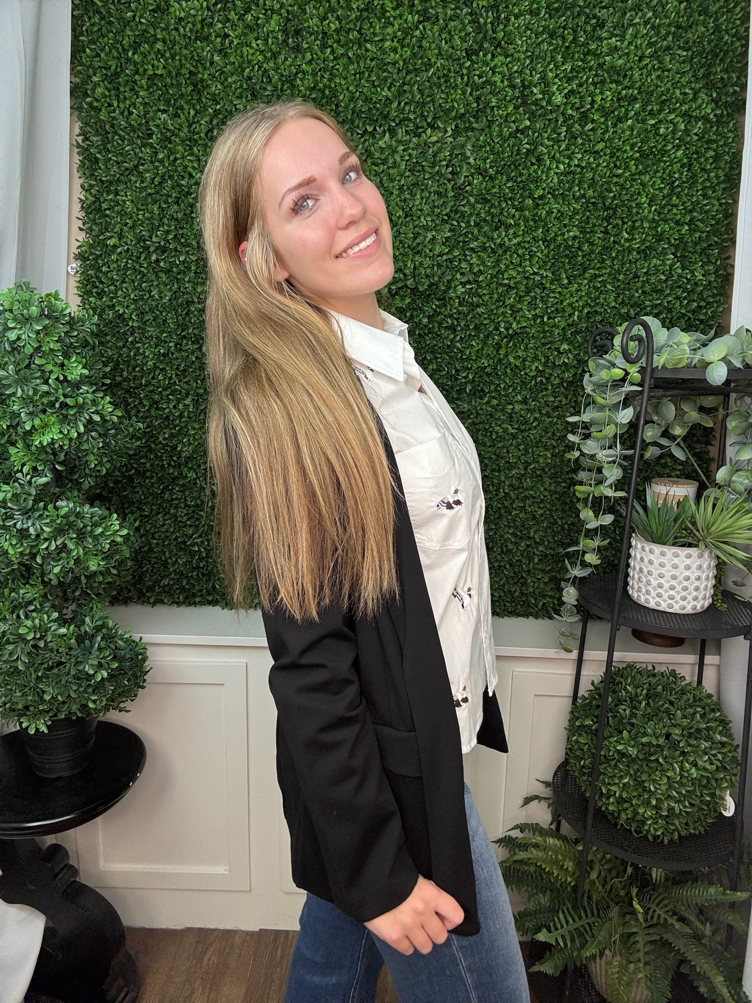 BOYFRIEND BLAZER W/ PRINCESS DARTS - BLACK