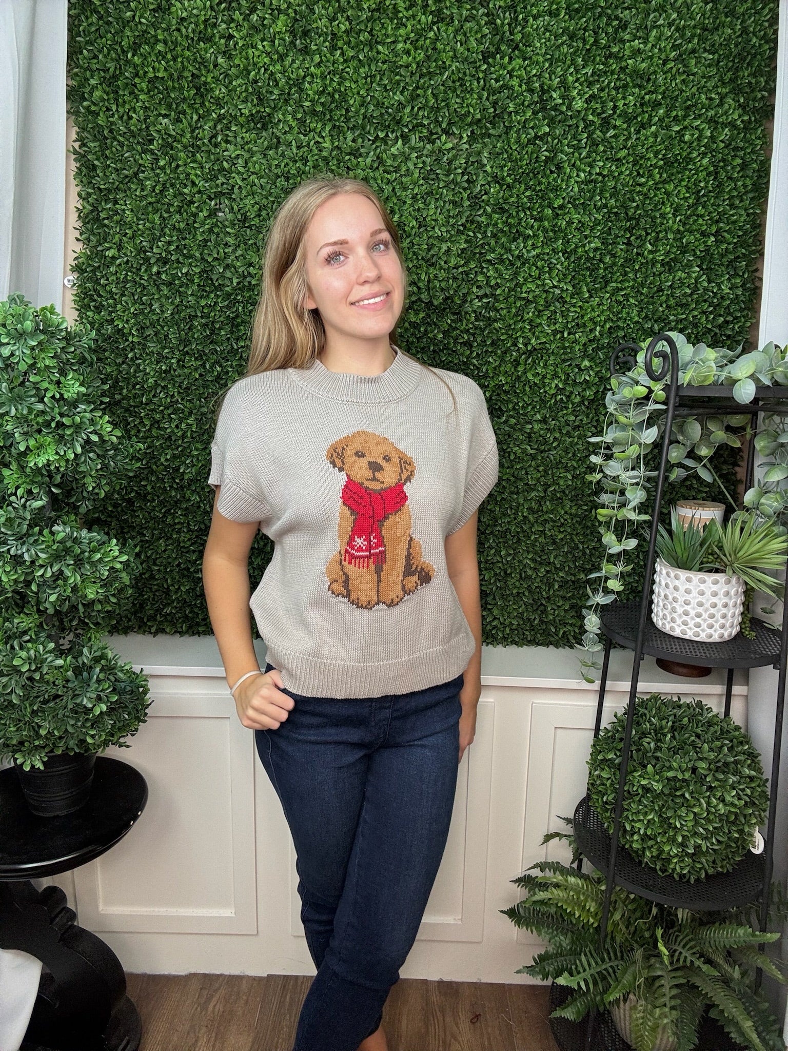 TEDDY BEAR GRAPHIC CREWNECK SWEATER - GREY
