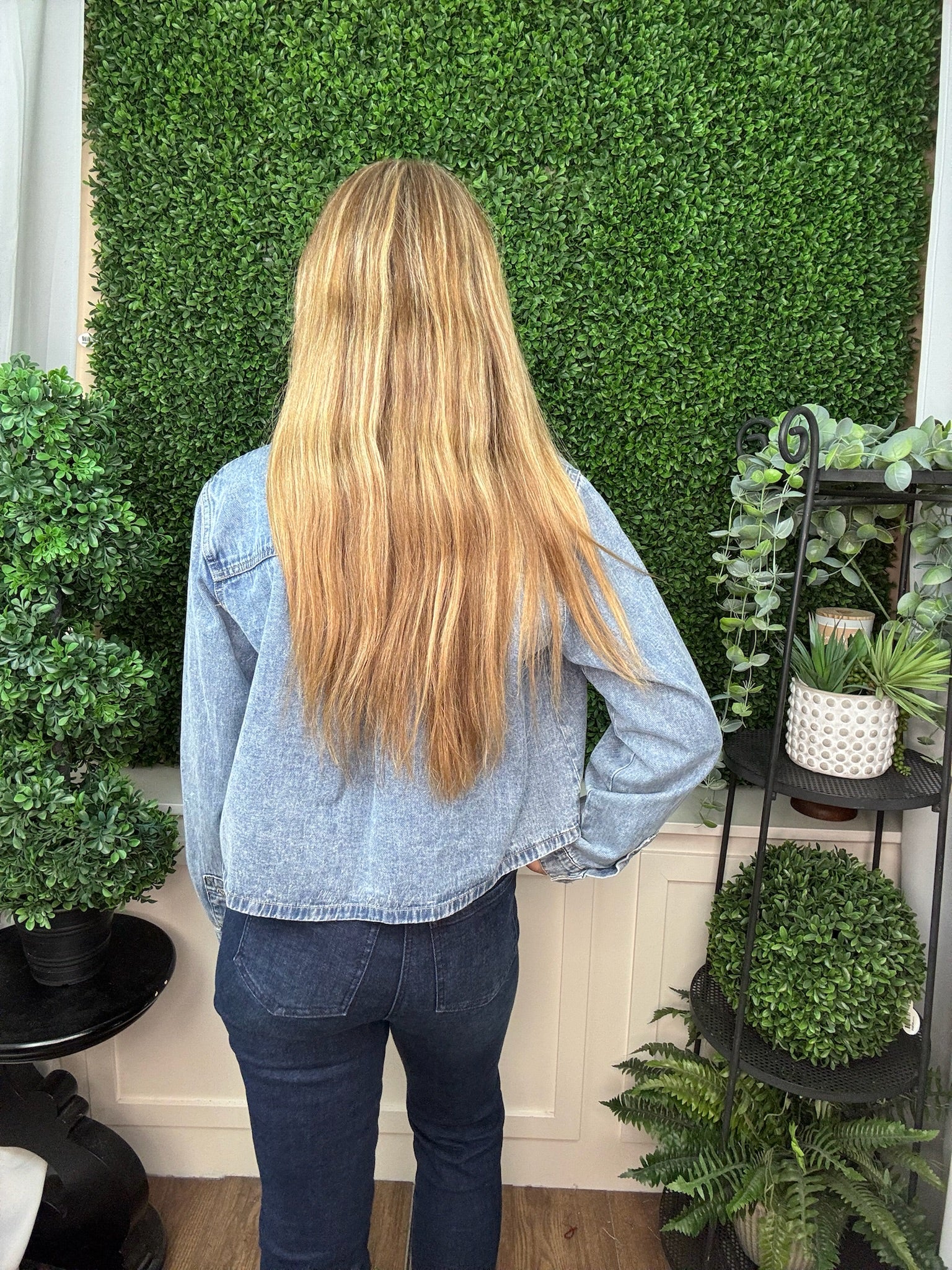 LONG SLEEVE DENIM BUTTON DOWN TOP - DENIM