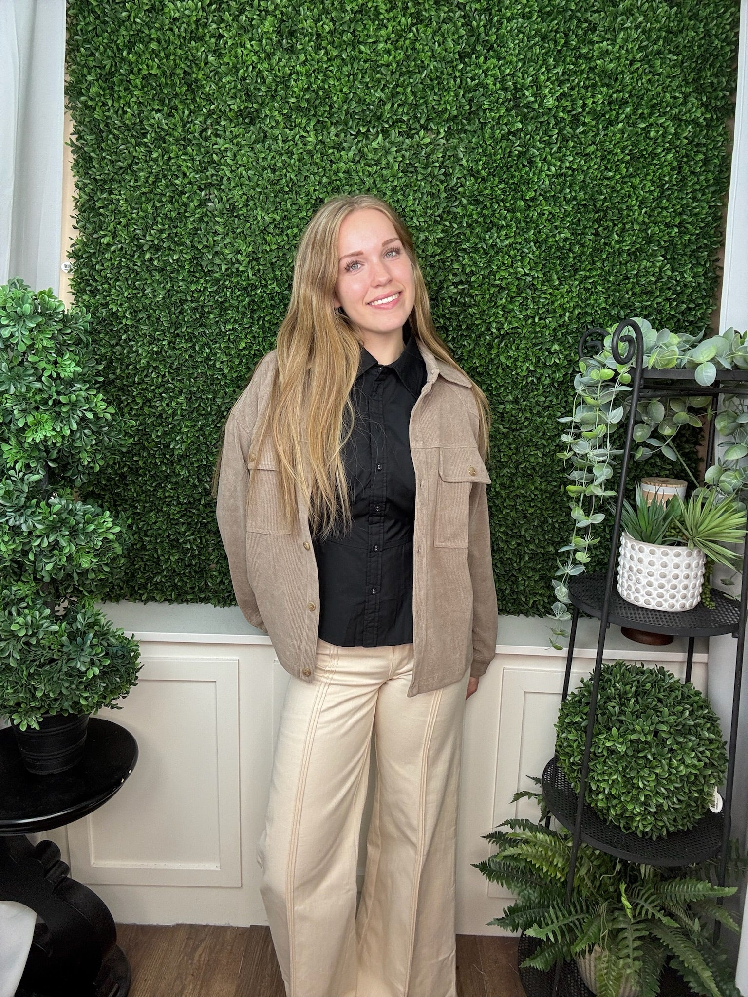 Oversized Corduroy Button-Up Shacket