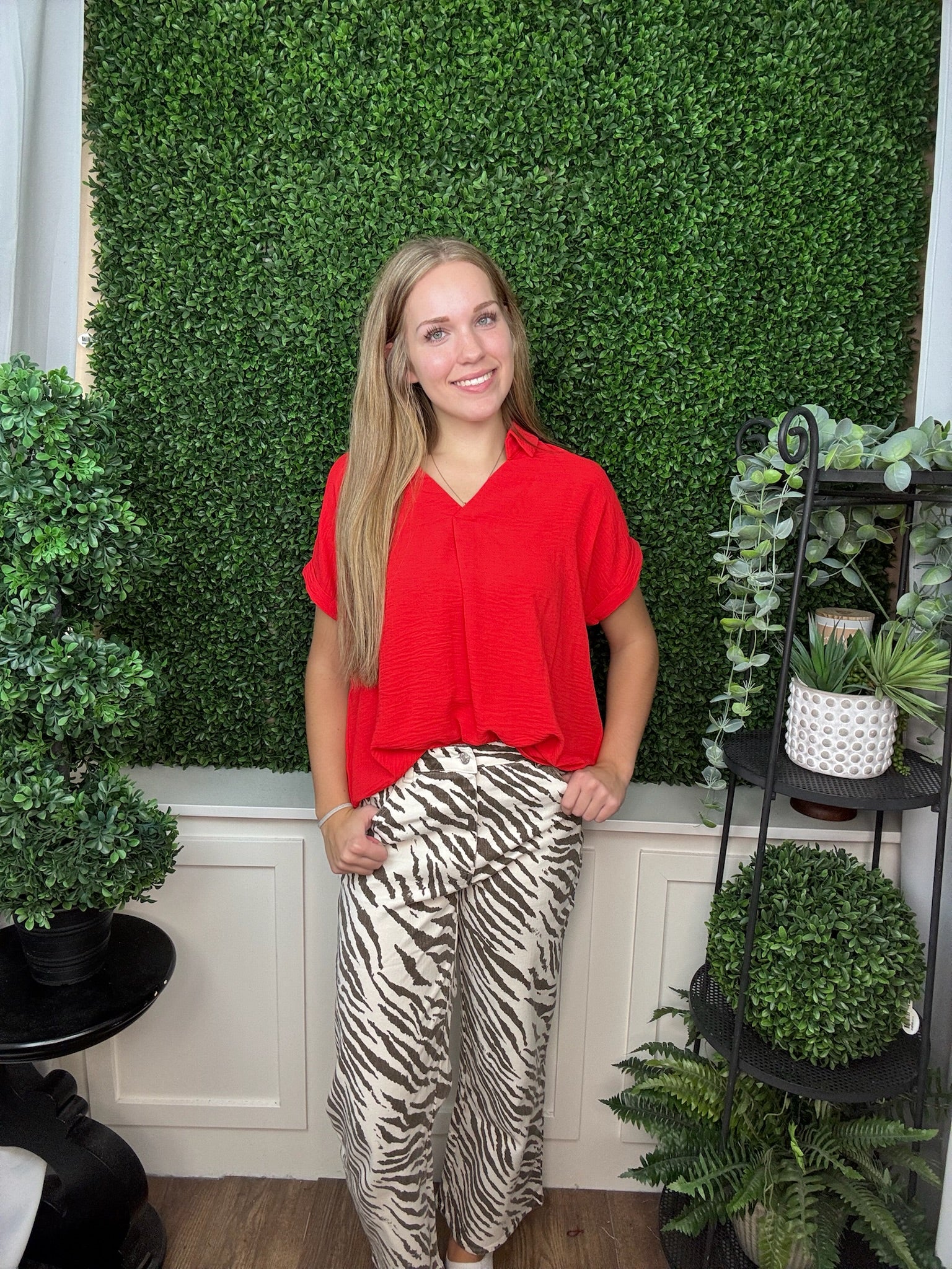 ZEBRA PRINT DENIM PANTS - ECRU