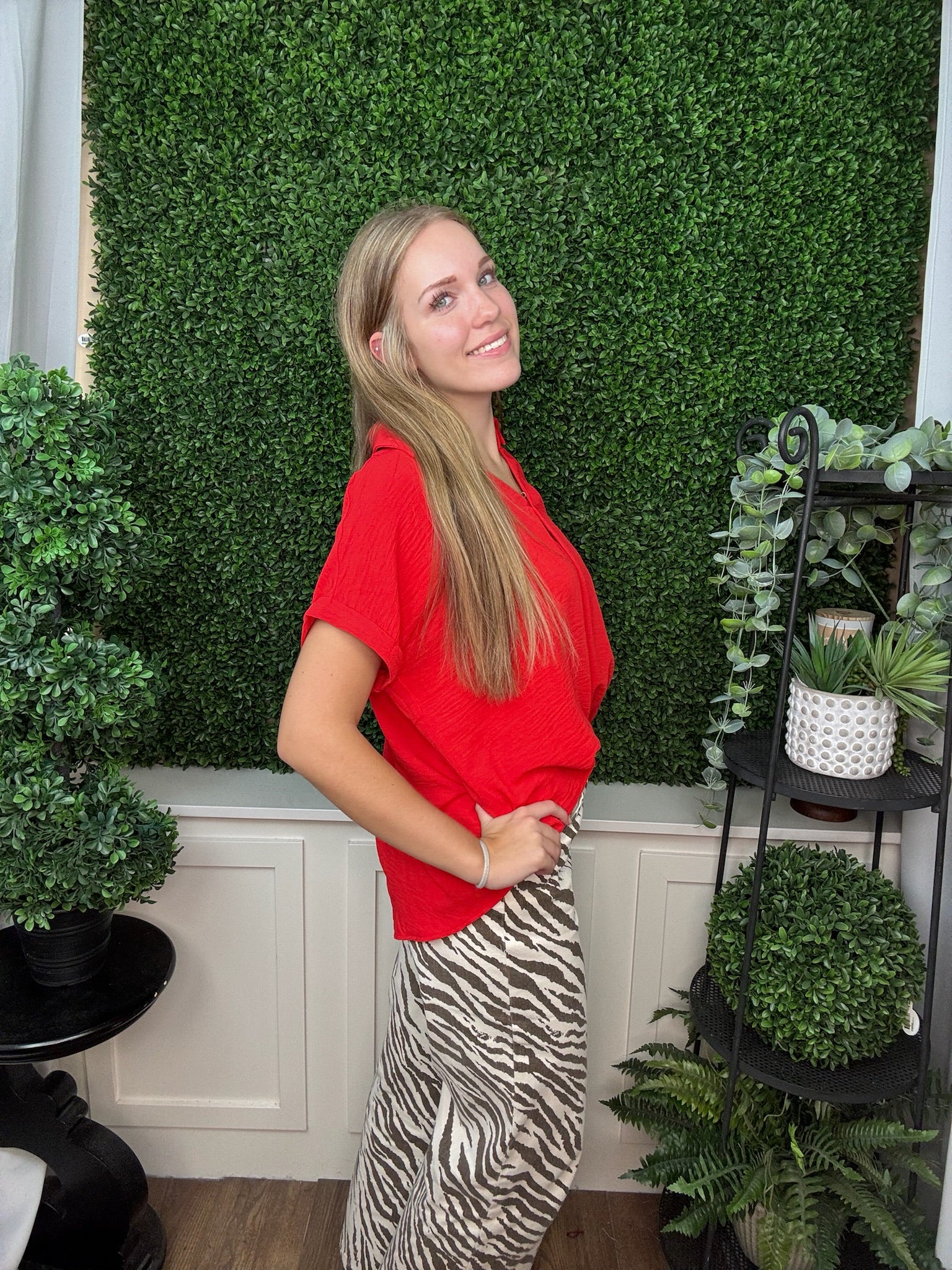 ZEBRA PRINT DENIM PANTS - ECRU