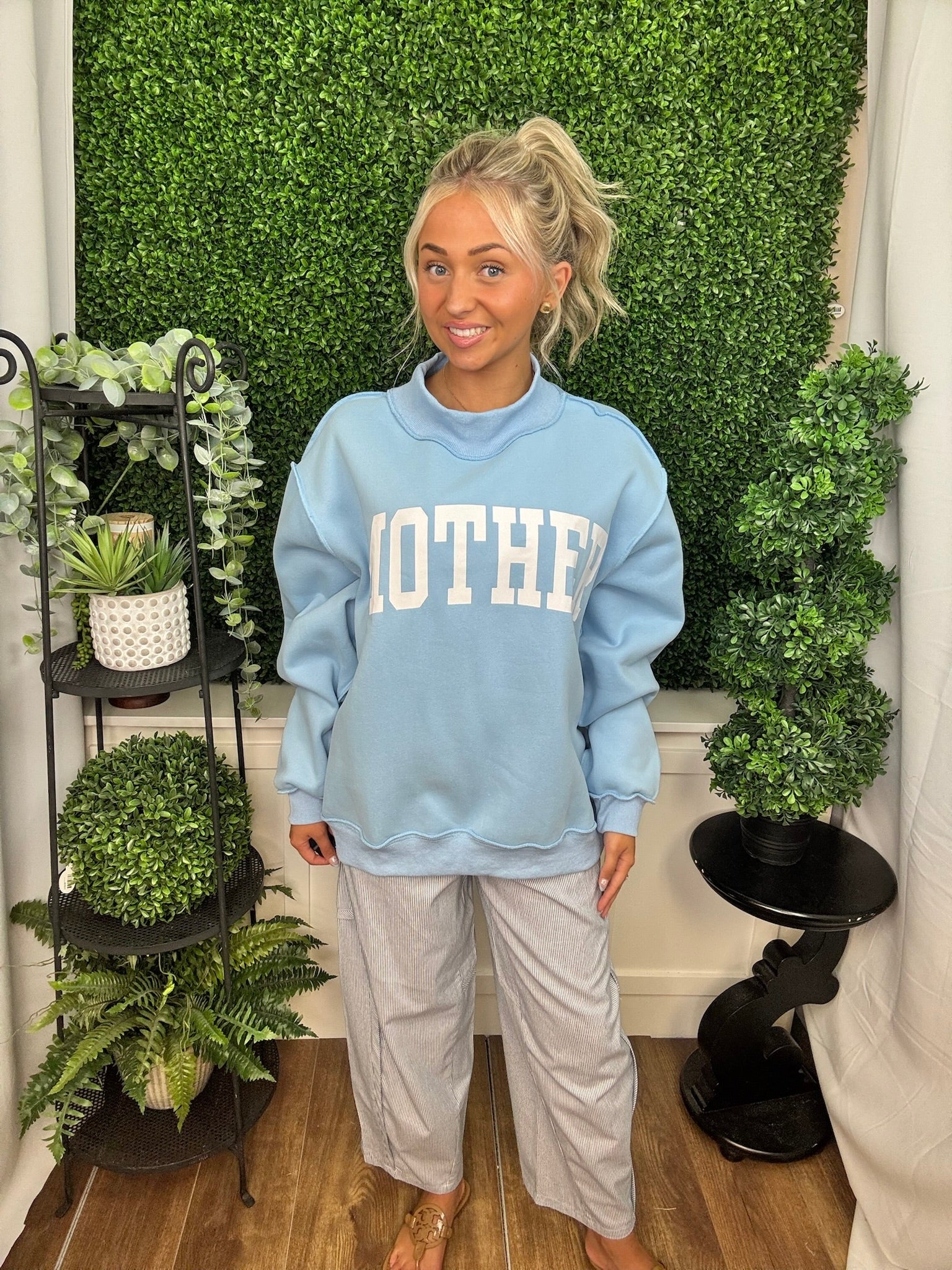 Mother Graphic Mock Neck Pullover