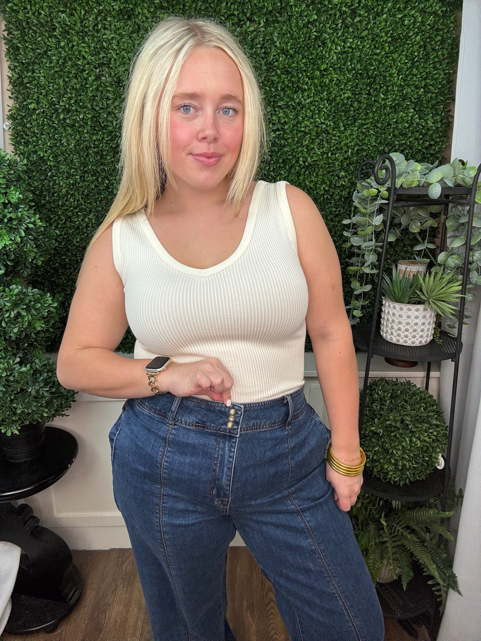 Audrey Hugging Wide Denim Trouser - Dusk/ Skylight