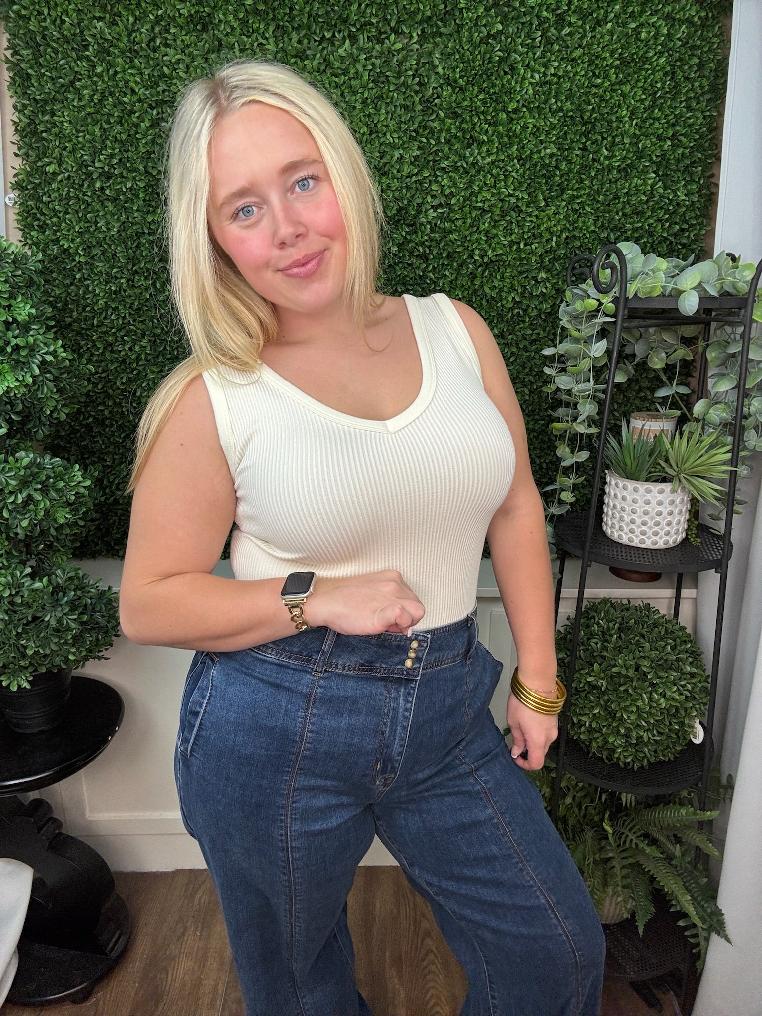 Audrey Hugging Wide Denim Trouser - Dusk/ Skylight