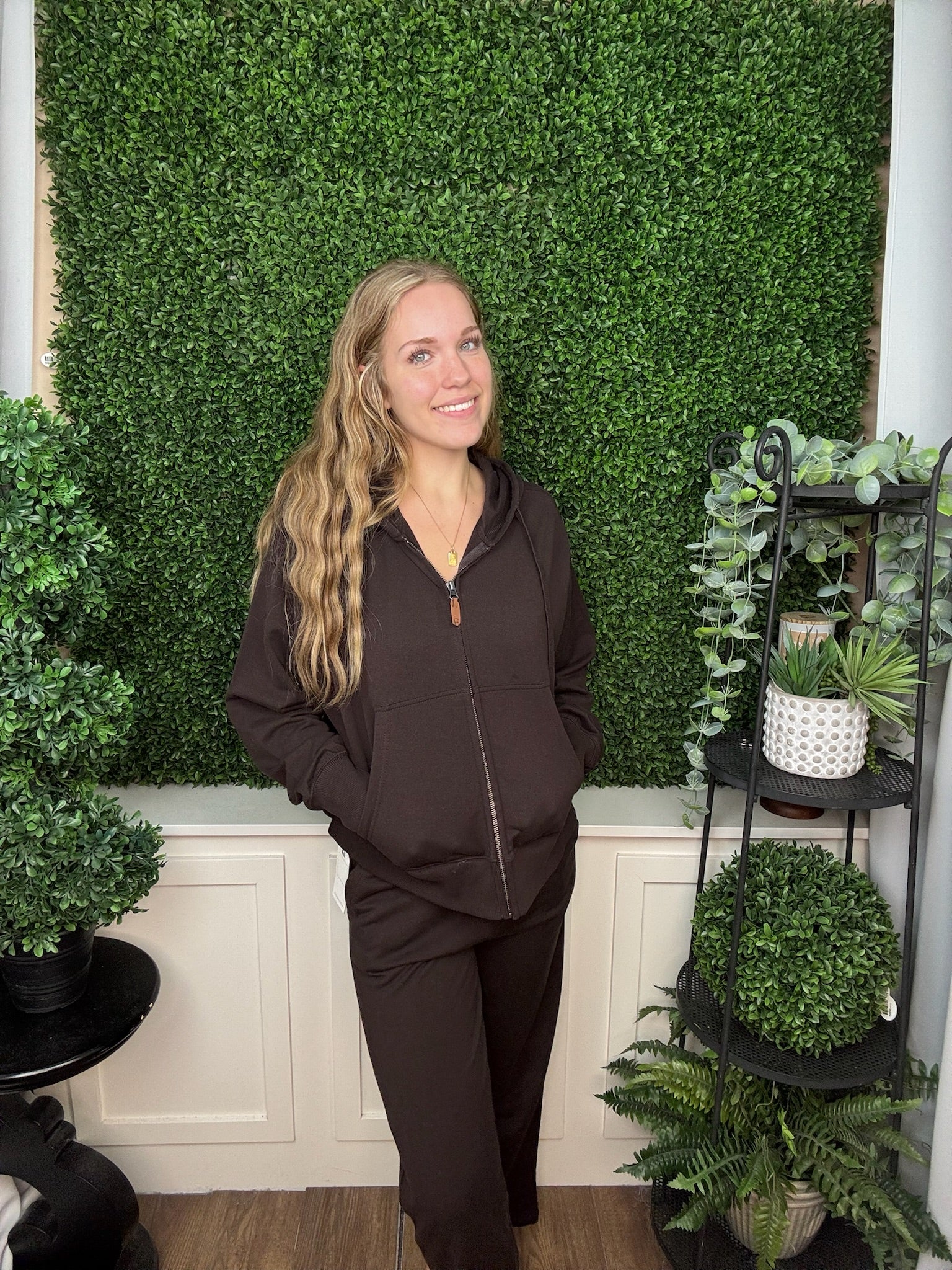 HARMONY WIDE LEG SWEATPANTS - ESPRESSO/PLUM