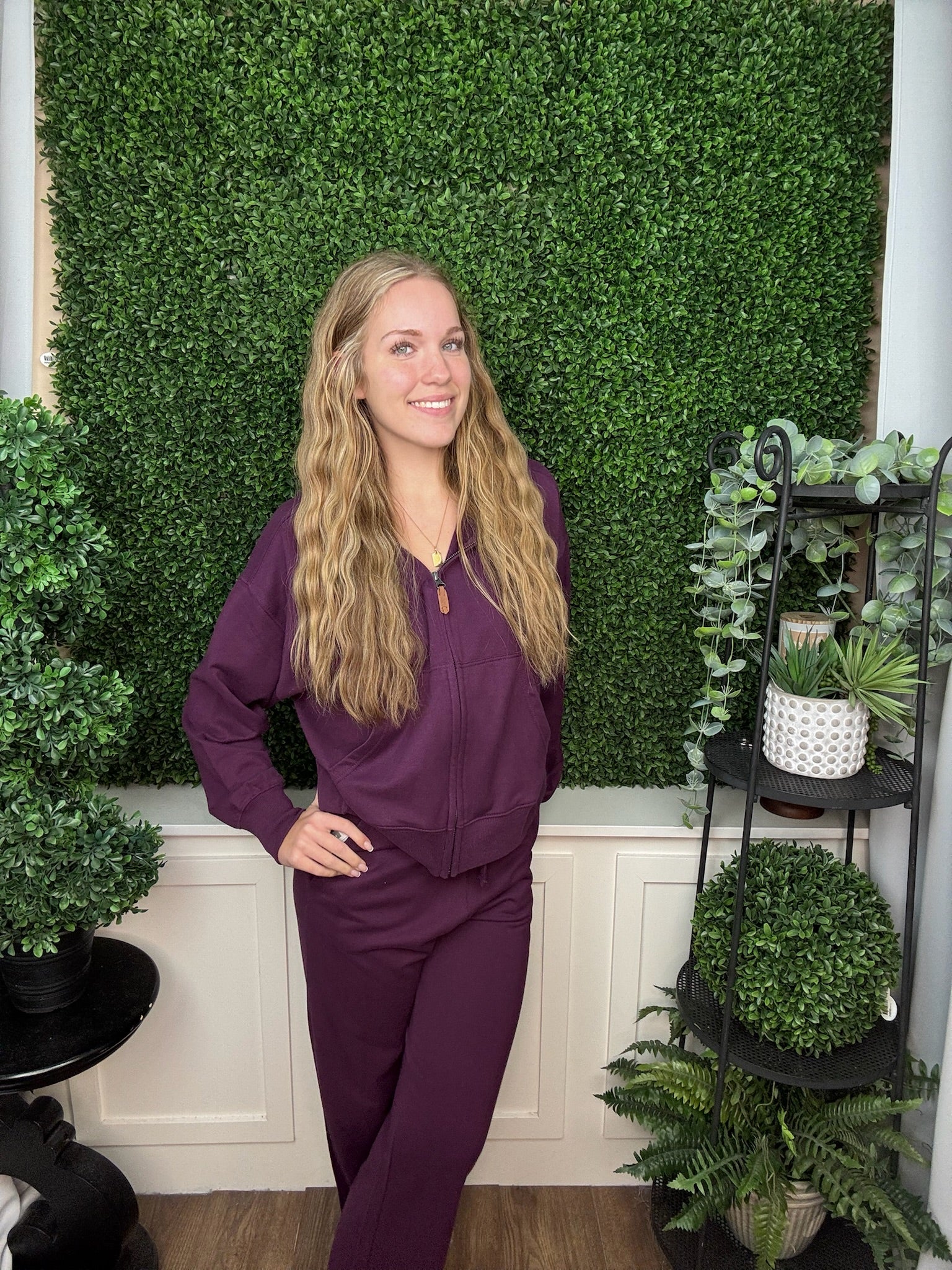 HARMONY WIDE LEG SWEATPANTS - ESPRESSO/PLUM