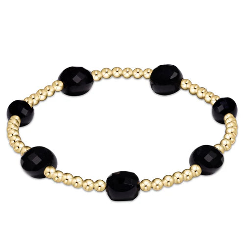 EXT ADMIRE GOLD 3MM BEAD BRAC - FACETED ONYX