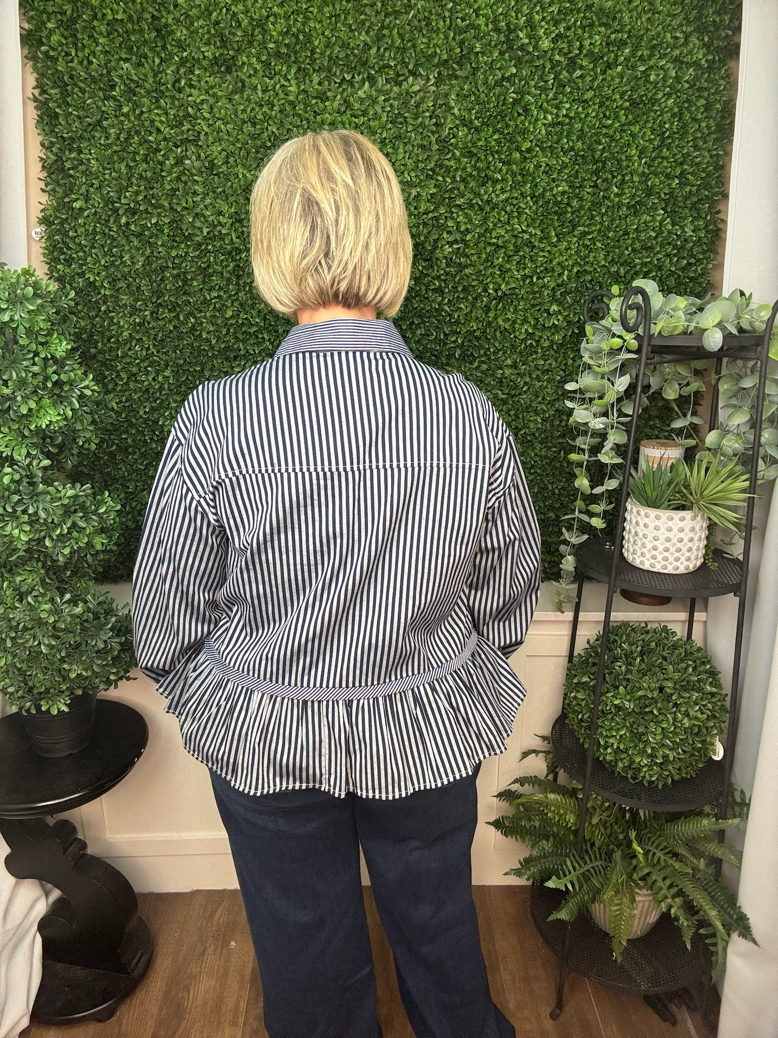 LONG SLEEVE STRIPED TOP - GREEN, NAVY, RED