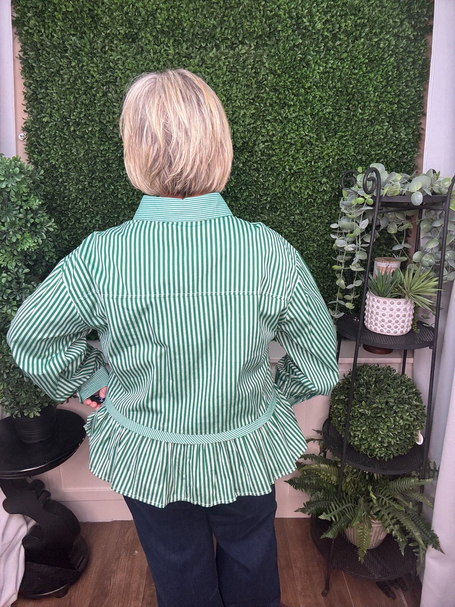 LONG SLEEVE STRIPED TOP - GREEN, NAVY, RED