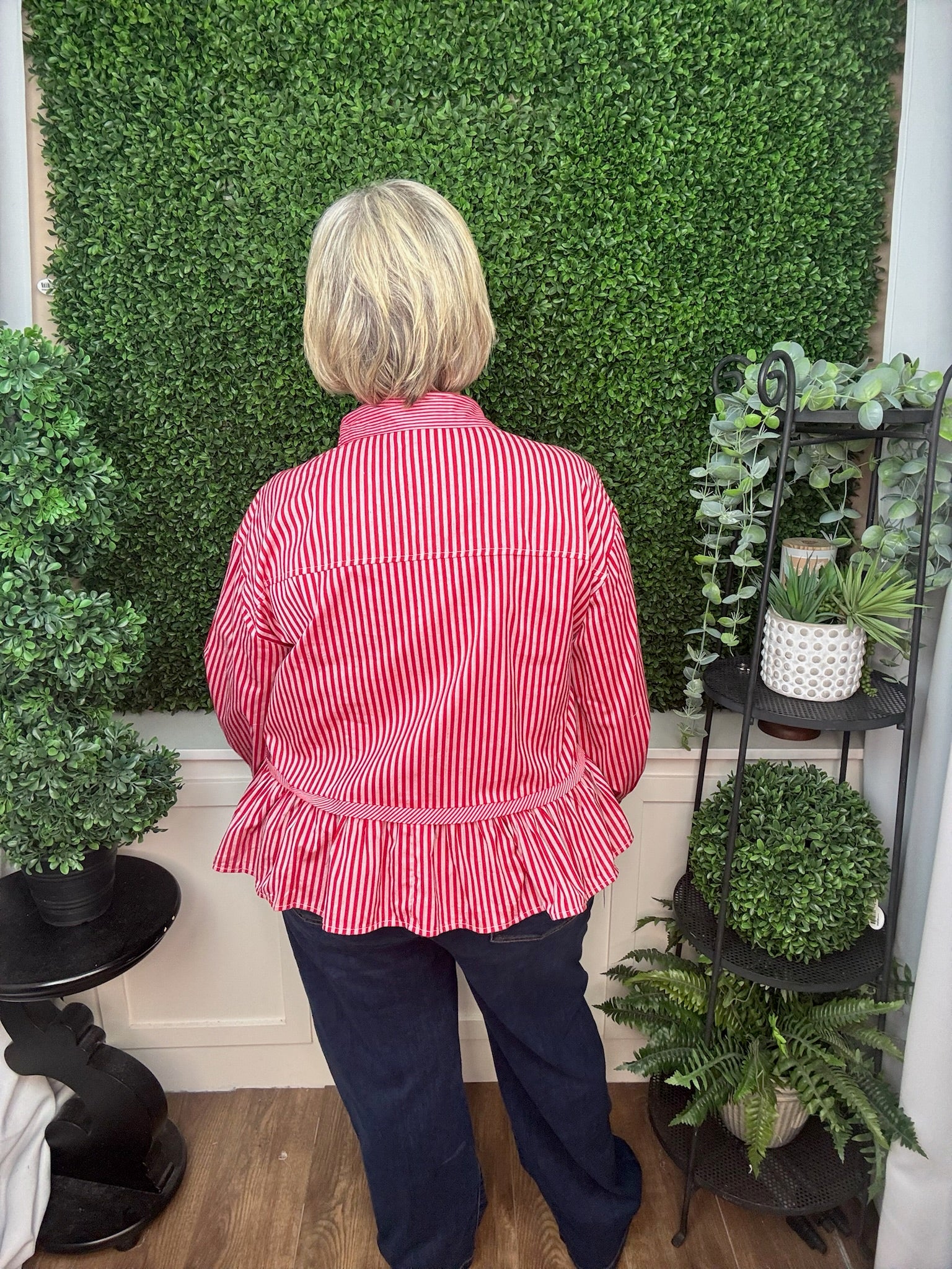 LONG SLEEVE STRIPED TOP - GREEN, NAVY, RED