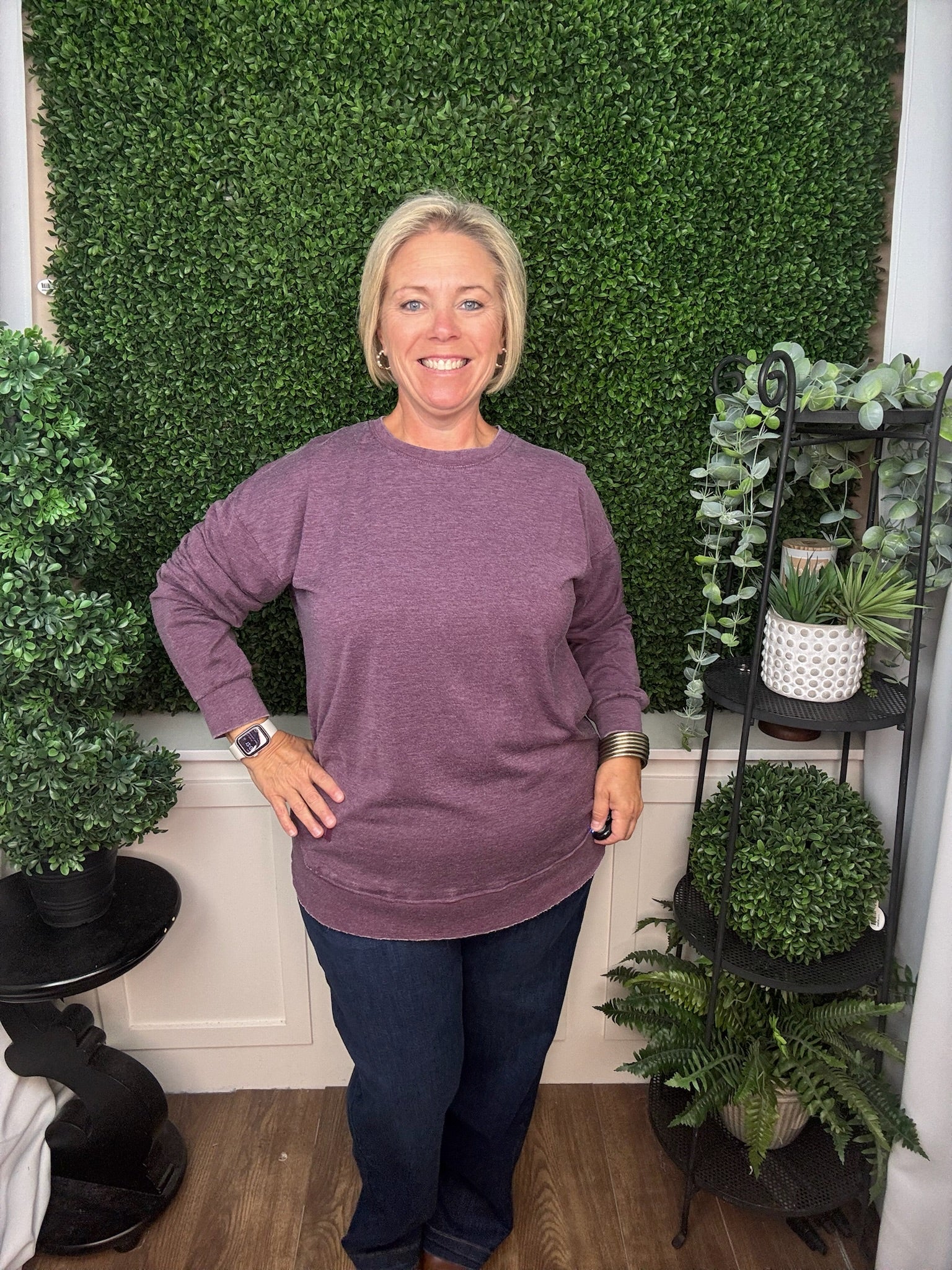 LONG SLEEVE PONCHO TOP - ESPRESSO/ PLUM