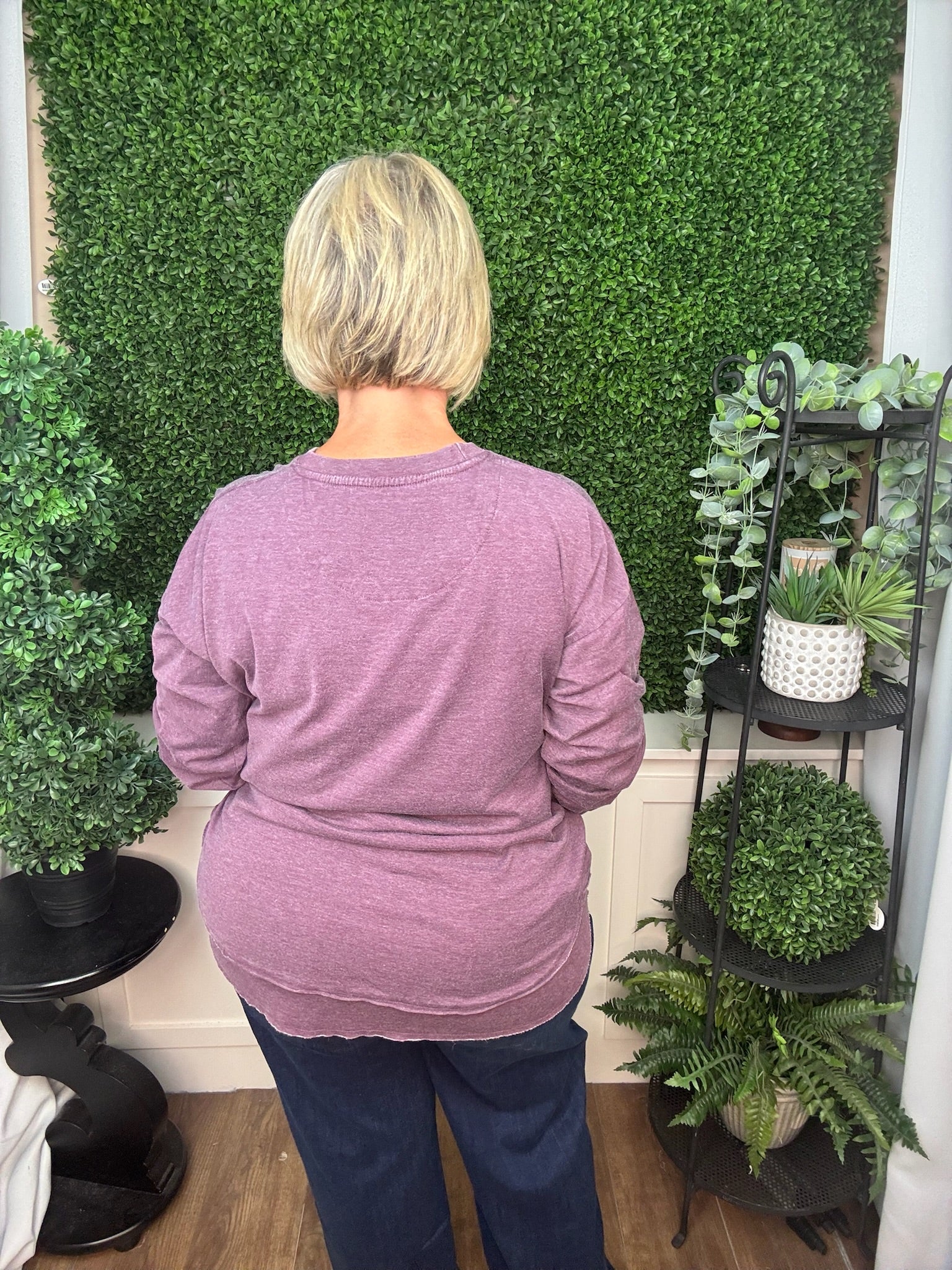 LONG SLEEVE PONCHO TOP - ESPRESSO/ PLUM
