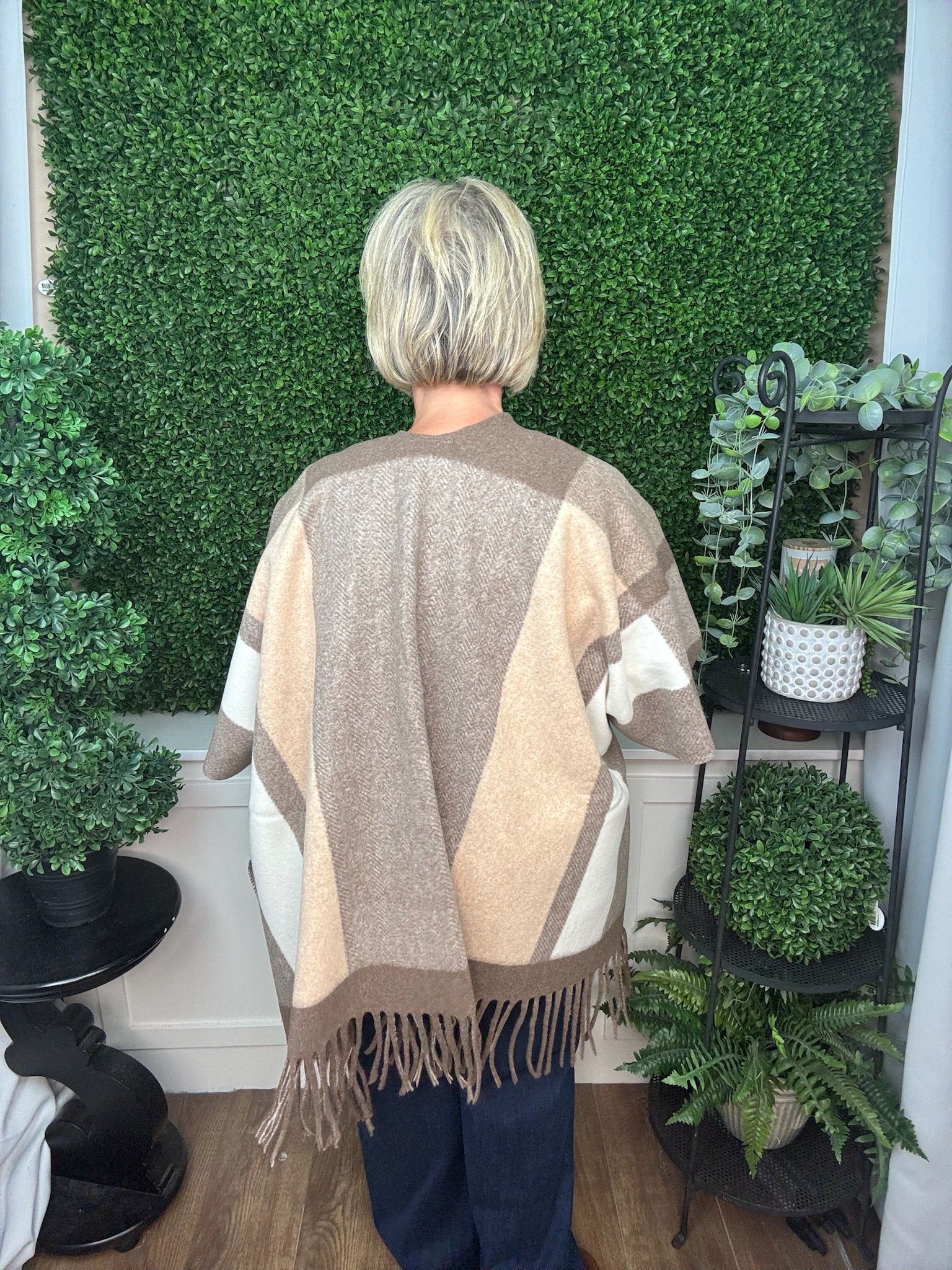 MICHA STRIPED WRAP - TAUPE/CREAM