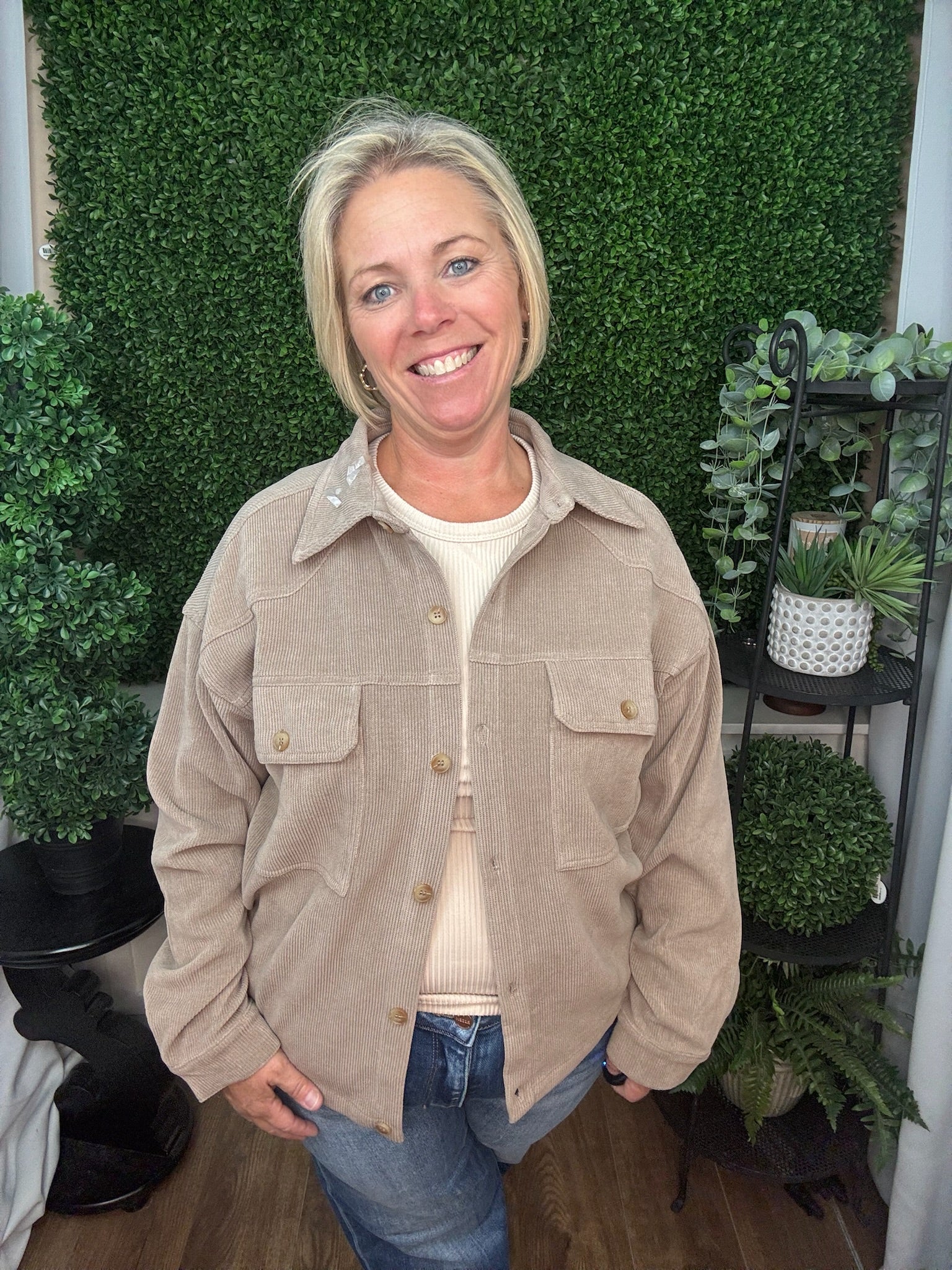 Oversized Corduroy Button-Up Shacket