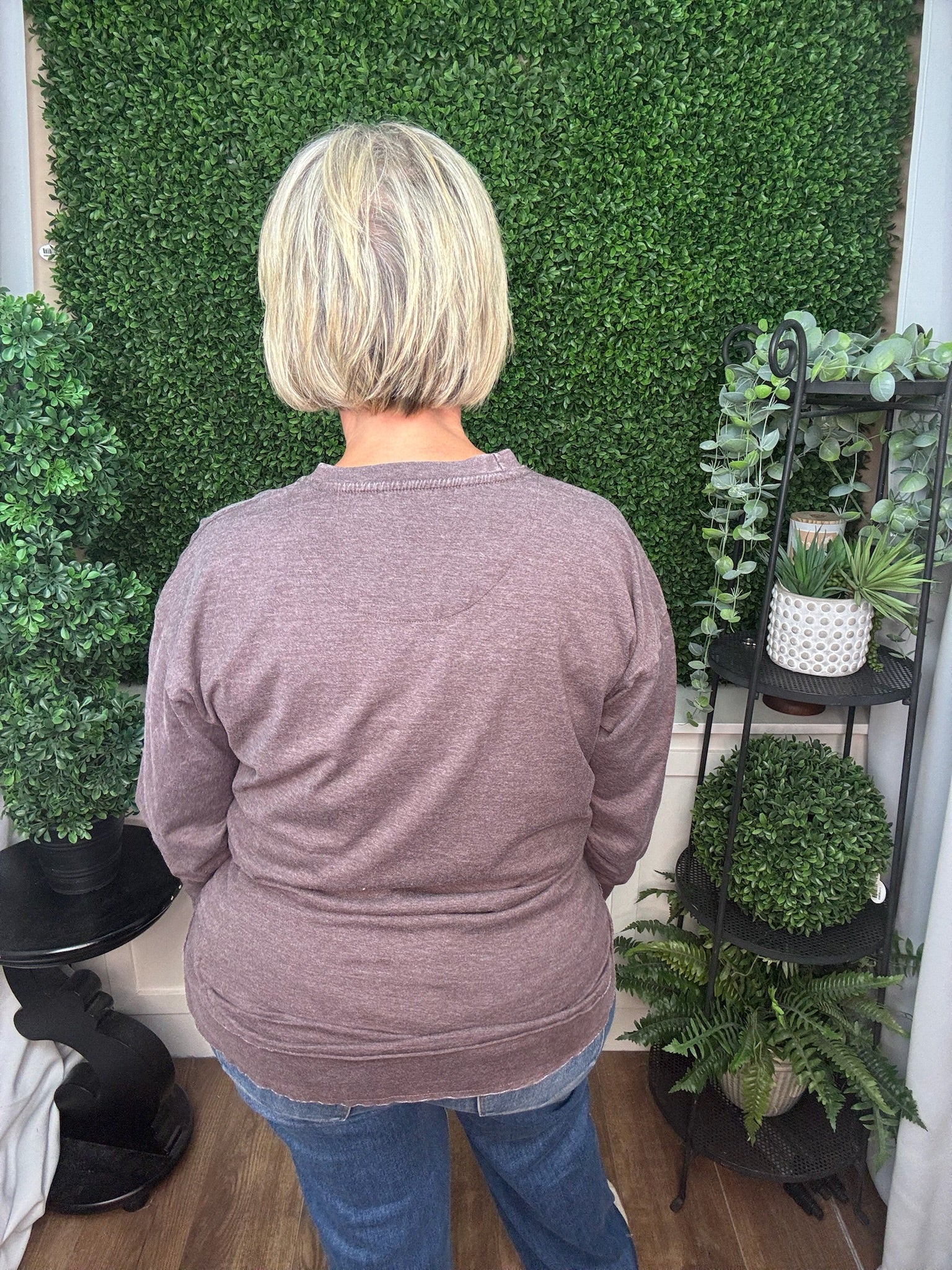 LONG SLEEVE PONCHO TOP - ESPRESSO/ PLUM