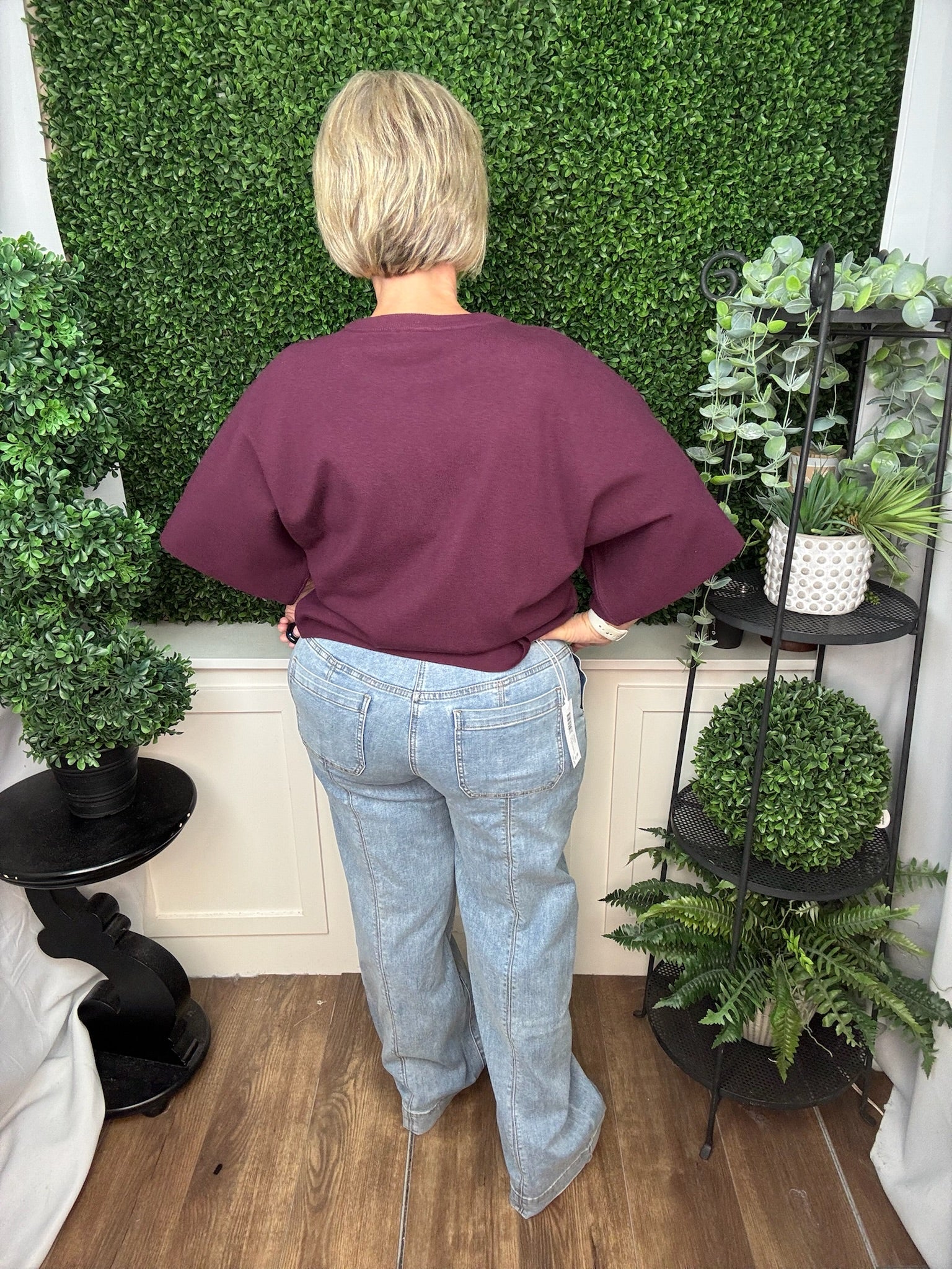 Audrey Hugging Wide Denim Trouser - Dusk/ Skylight