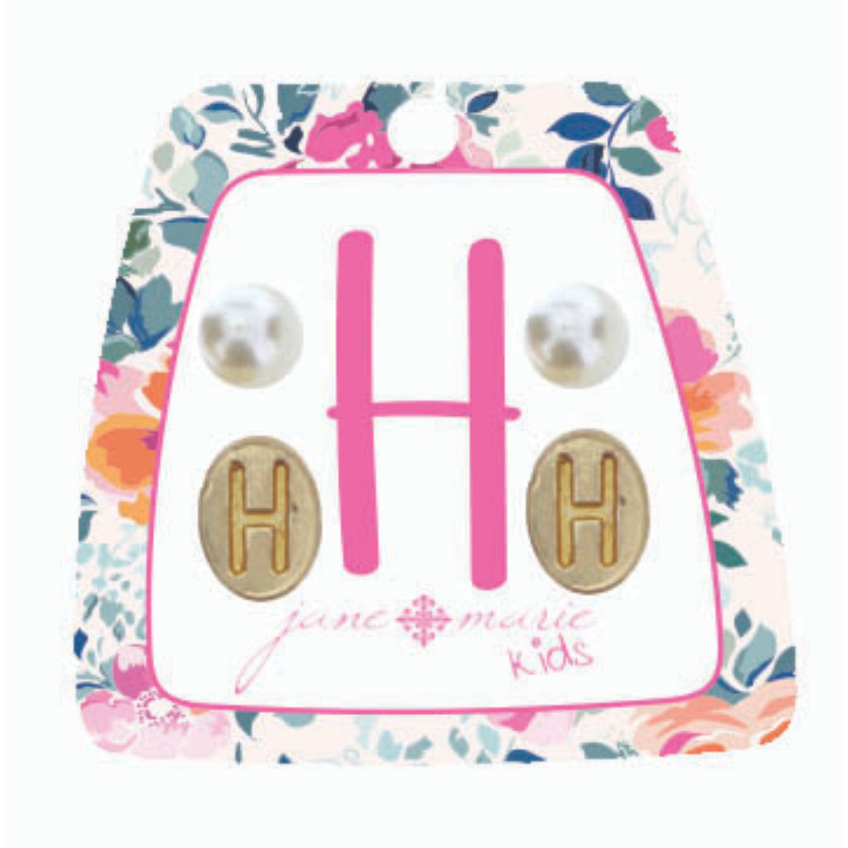 KIDS GOLD "H" W/ PEARL STUD