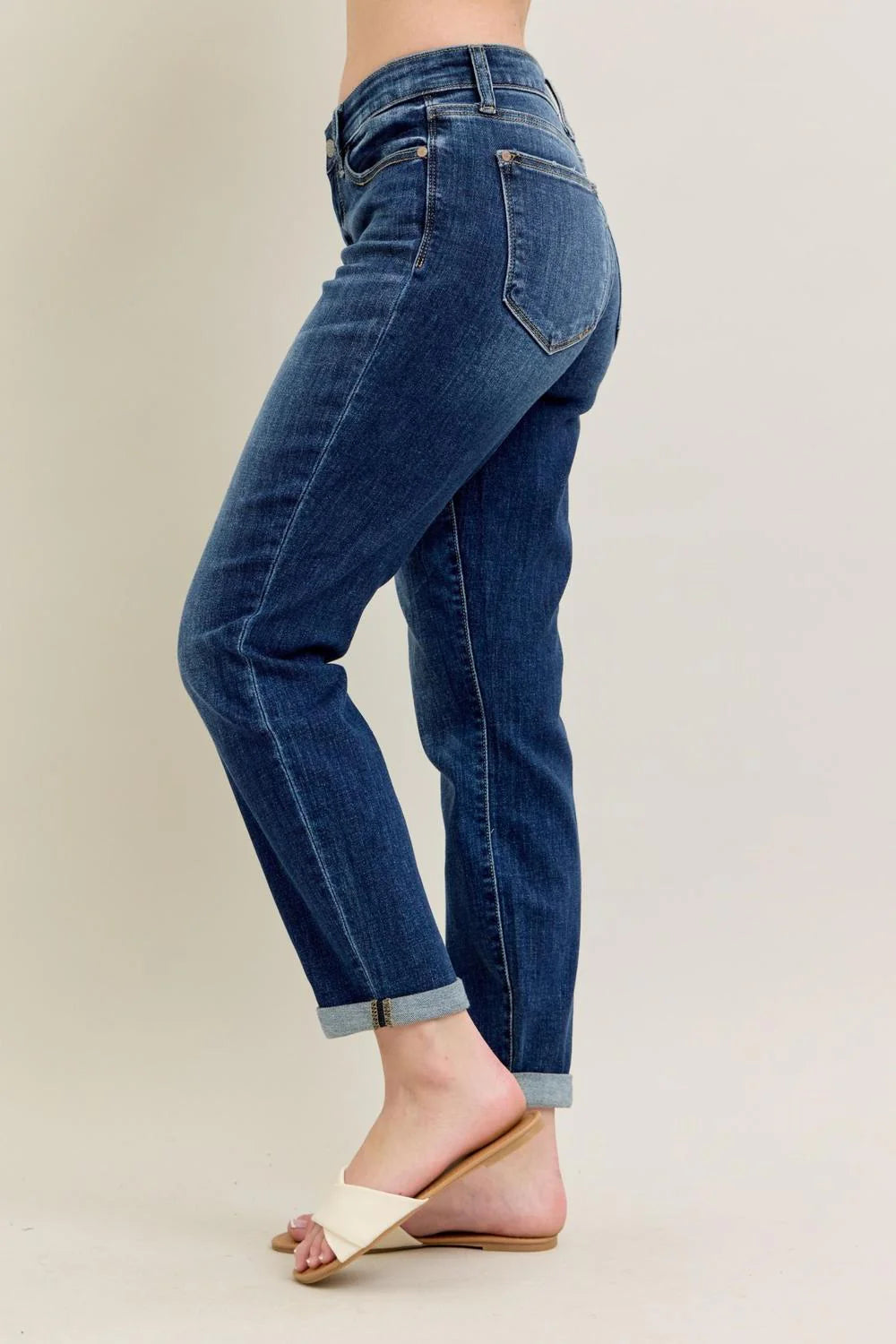 CUFFED SLIM FIT JEAN - DARK