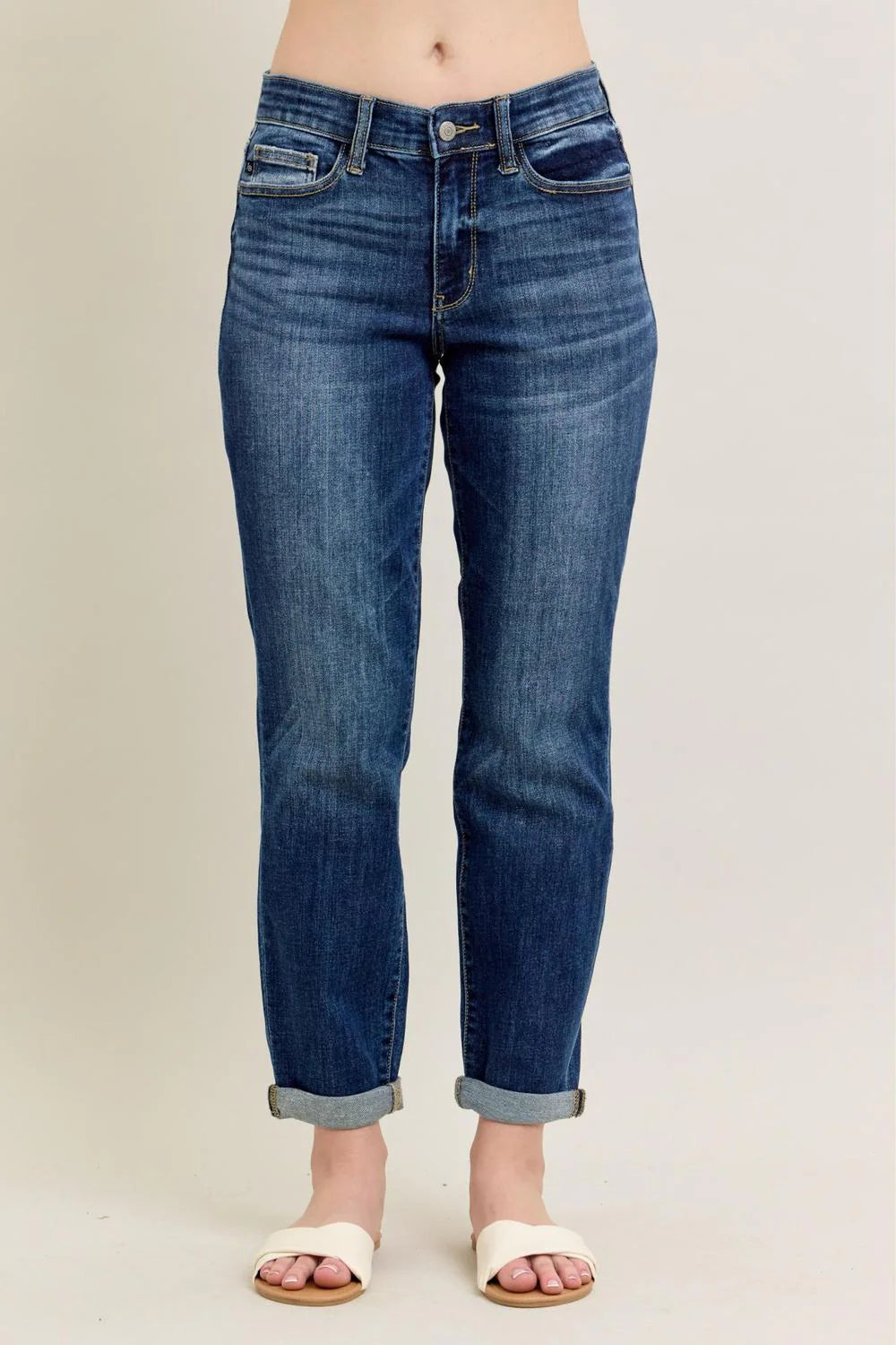 CUFFED SLIM FIT JEAN - DARK