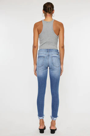 DISTRESSED ANKLE SKINNY JEANS