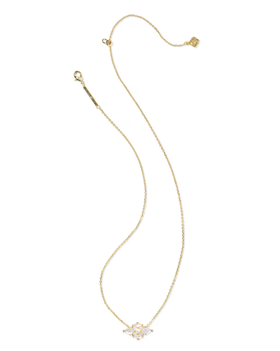 ABBIE CRYSTAL SHORT PENDANT NECKLACE - GOLD NEUTRAL MIX