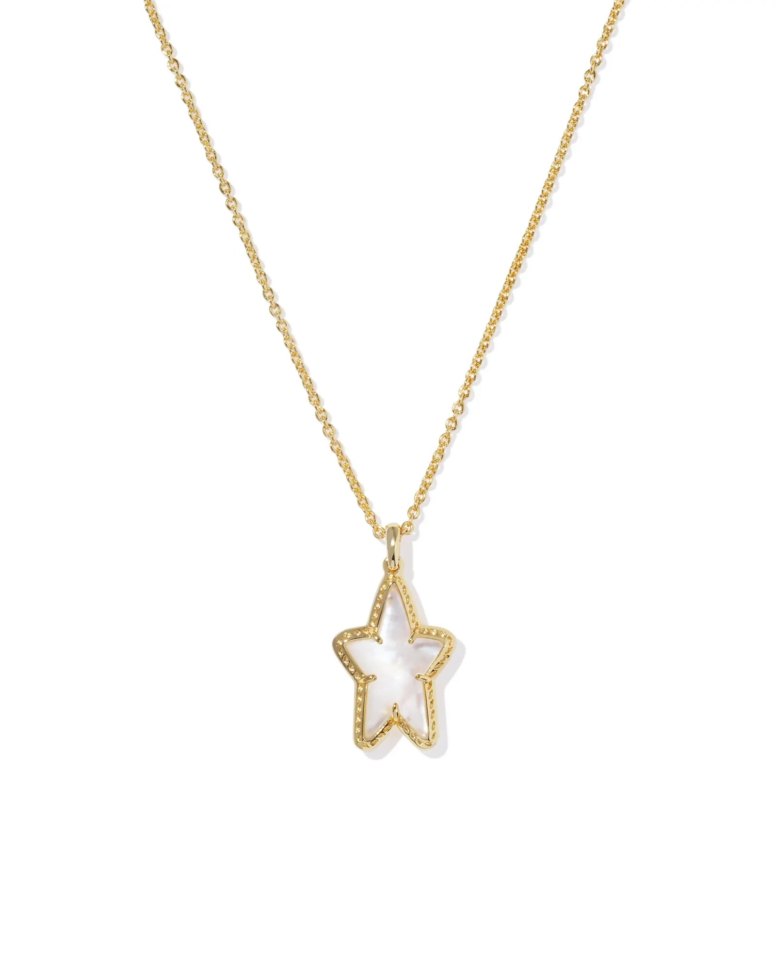 ADA STAR SHORT PENDANT NECKLACE - GOLD IVORY MOTHER OF PEARL