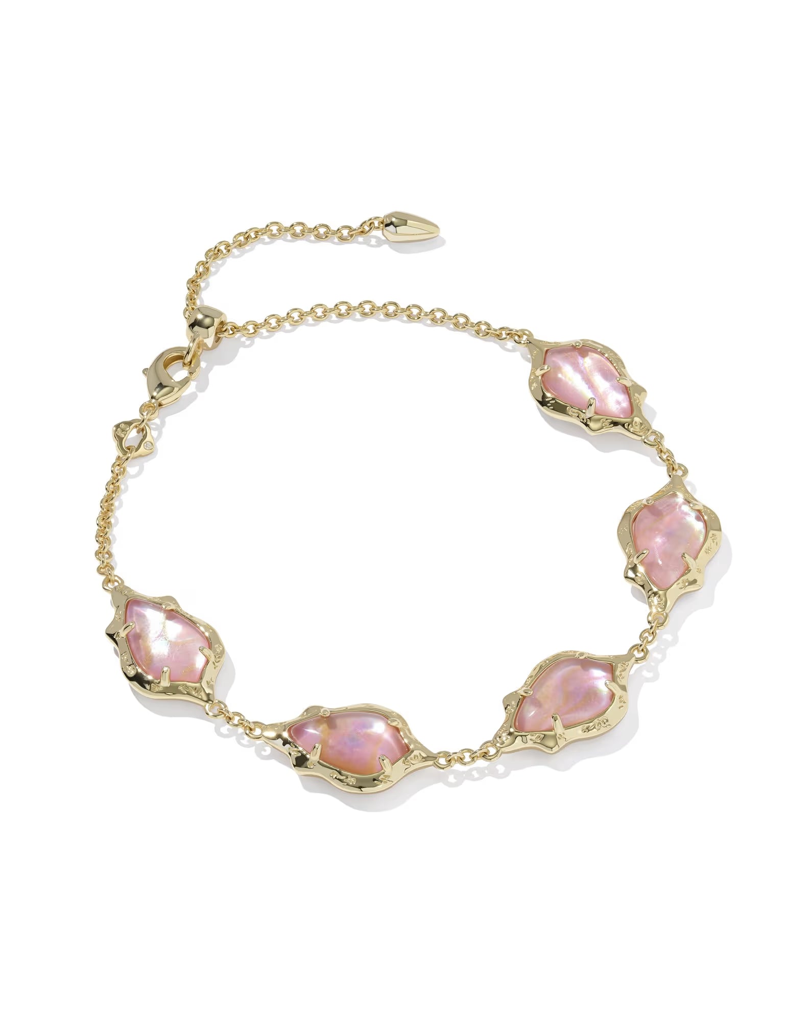 ADRIANA SCALLOP FRAME DELICATE CHAIN BRACELET GOLD LT PINK ABALONE