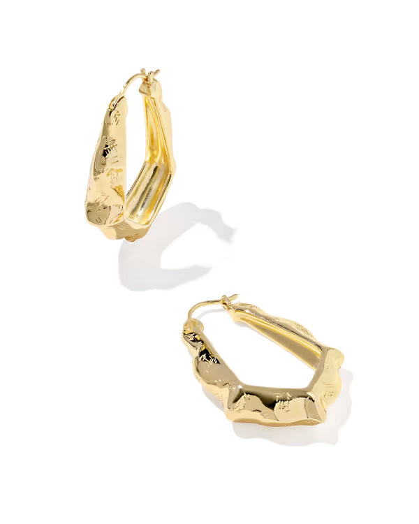 ADRIANA SCALLOP FRAME HOOP EARRINGS GOLD